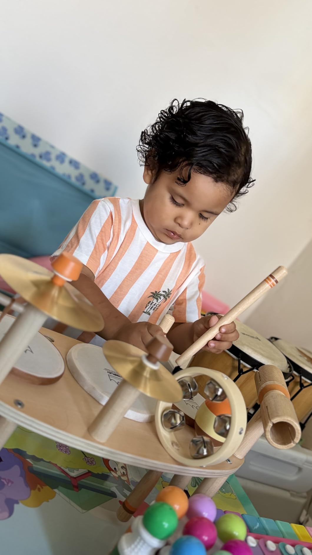 Kids Drum Set - Montessori Toys, 11 in 1 Wooden Musical Instruments for Toddlers 2-3, Musical Activity Table Preschool Learning Toys for Baby 18+ Months customer photo 2