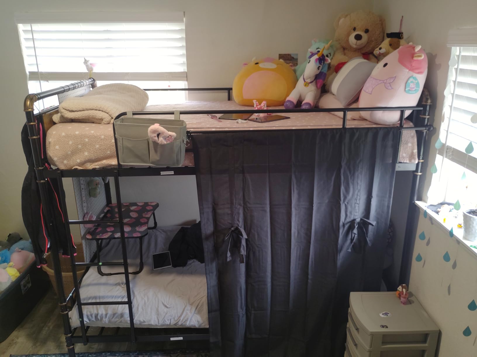 Jocoevol Metal Bunk Bed Twin Over Twin, Industrial Bunkbeds Heavy Duty Bed with Safety Guard Rails and Space-Saving Design, Steel Bed for School, Bedroom (Black) customer photo 2