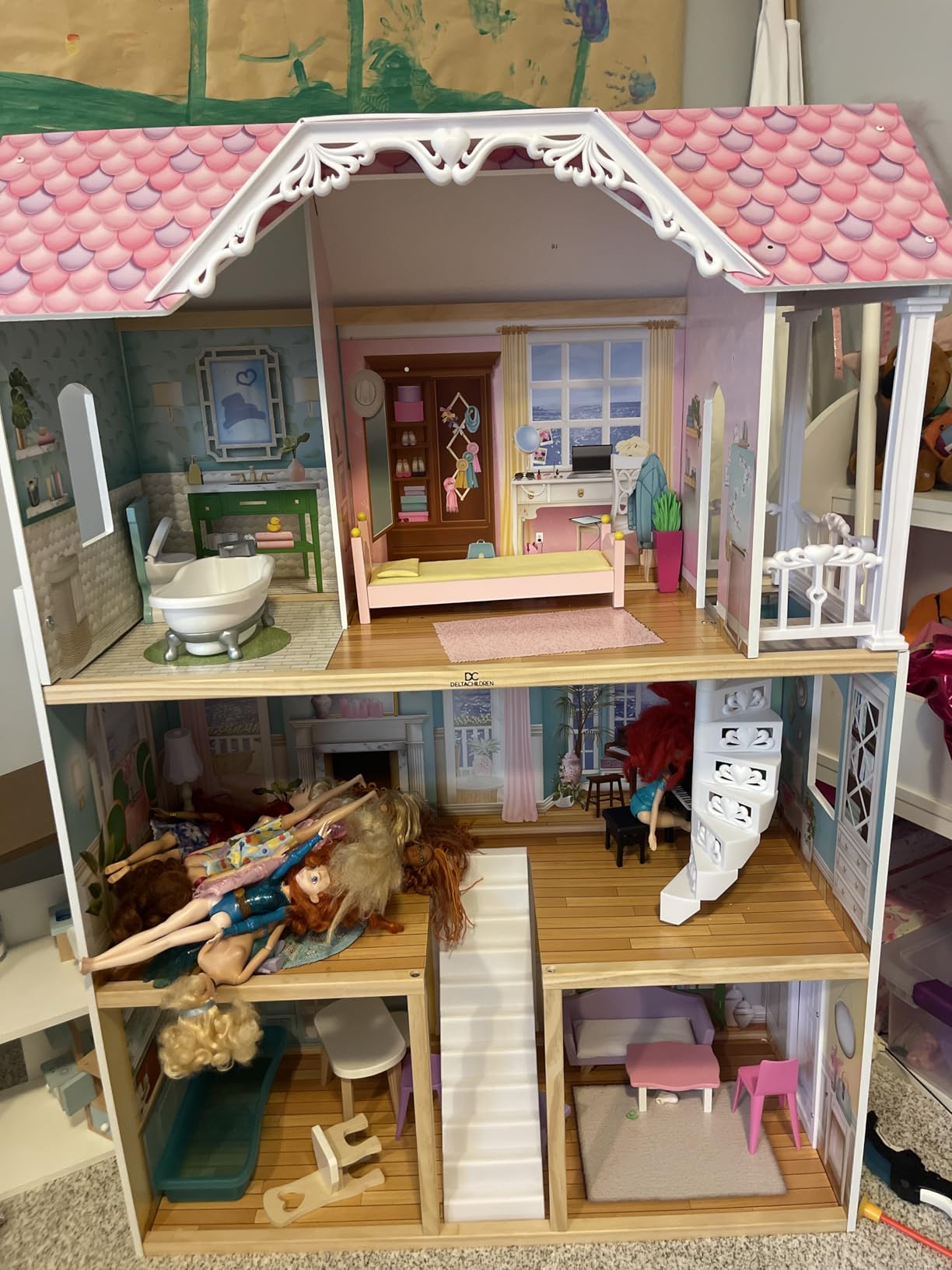 Delta Children MySize Dollhouse - Large 3-Story Dollhouse with 7 Rooms Includes 12 Accessories - Fits 12-inch Dolls customer photo 1