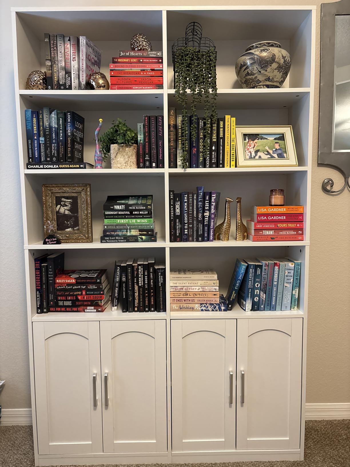 FACBOTALL Bookshelf and Bookcase with Doors, 6 Tier Double Wide Large Bookshelves, Open Display Shelves, 73'' Tall Bookshelf with Storage Cabinets for Home Office, Living Room, Library, Oak customer photo 2