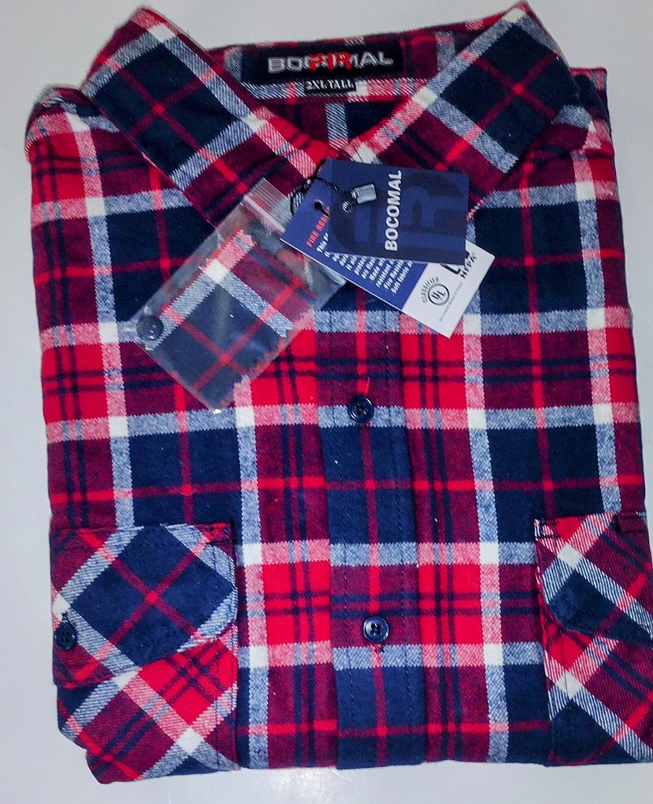 BOCOMAL FR Hooded Shirts Button Down Heavyweight Flannel Plaid Hoodies Fire Retardant Flame Resistant Welding Jacket customer photo 2