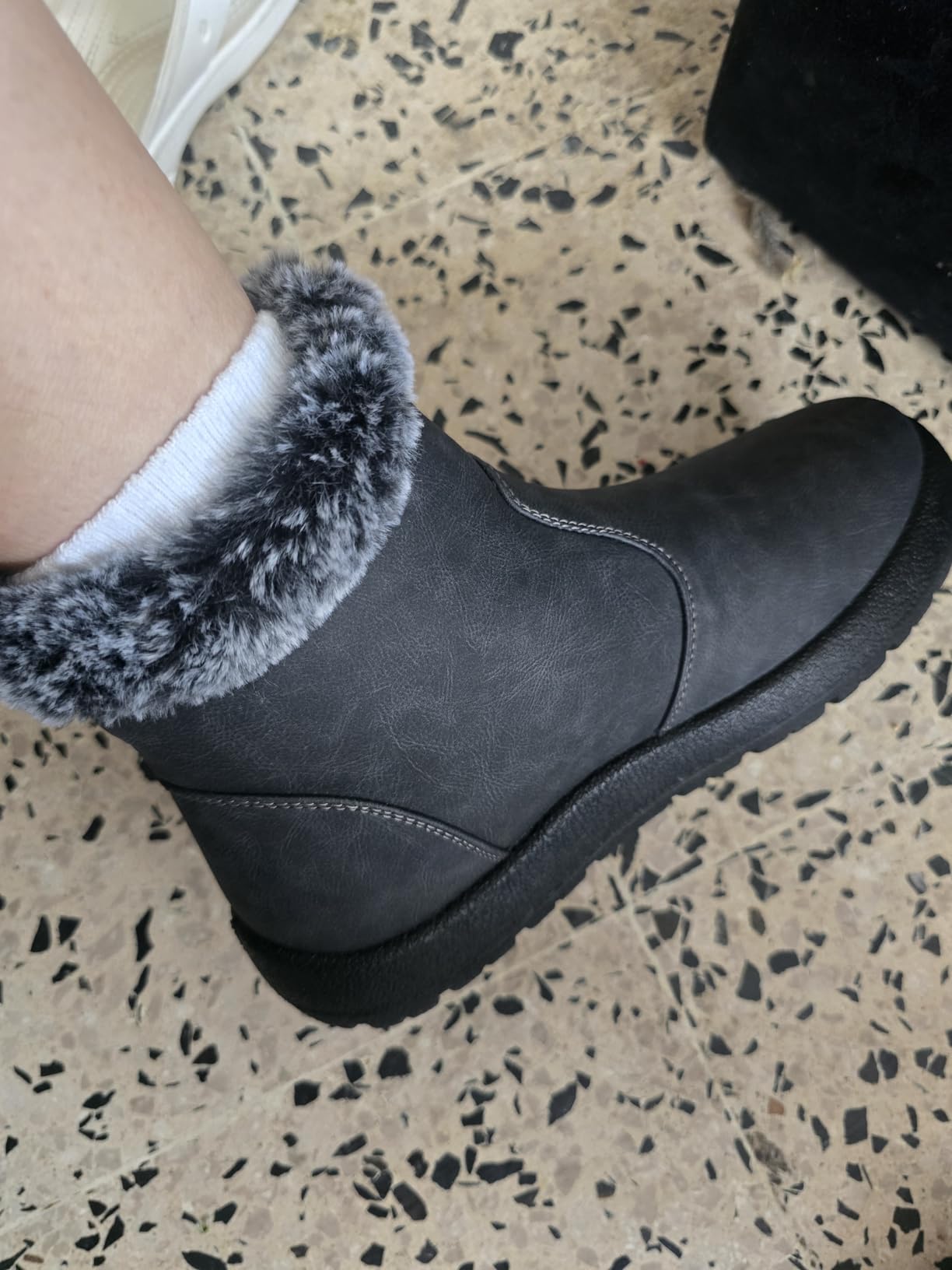 SHIBEVER Winter Snow Boots for Women: Waterproof Ankle Warm Fur Lined Boot | Slip On Insulated Side Zipper Womens Flat Shoes Non-Slip Comfortable Lightweight Fit for Walking Casual Work in Cold Weather customer photo 2
