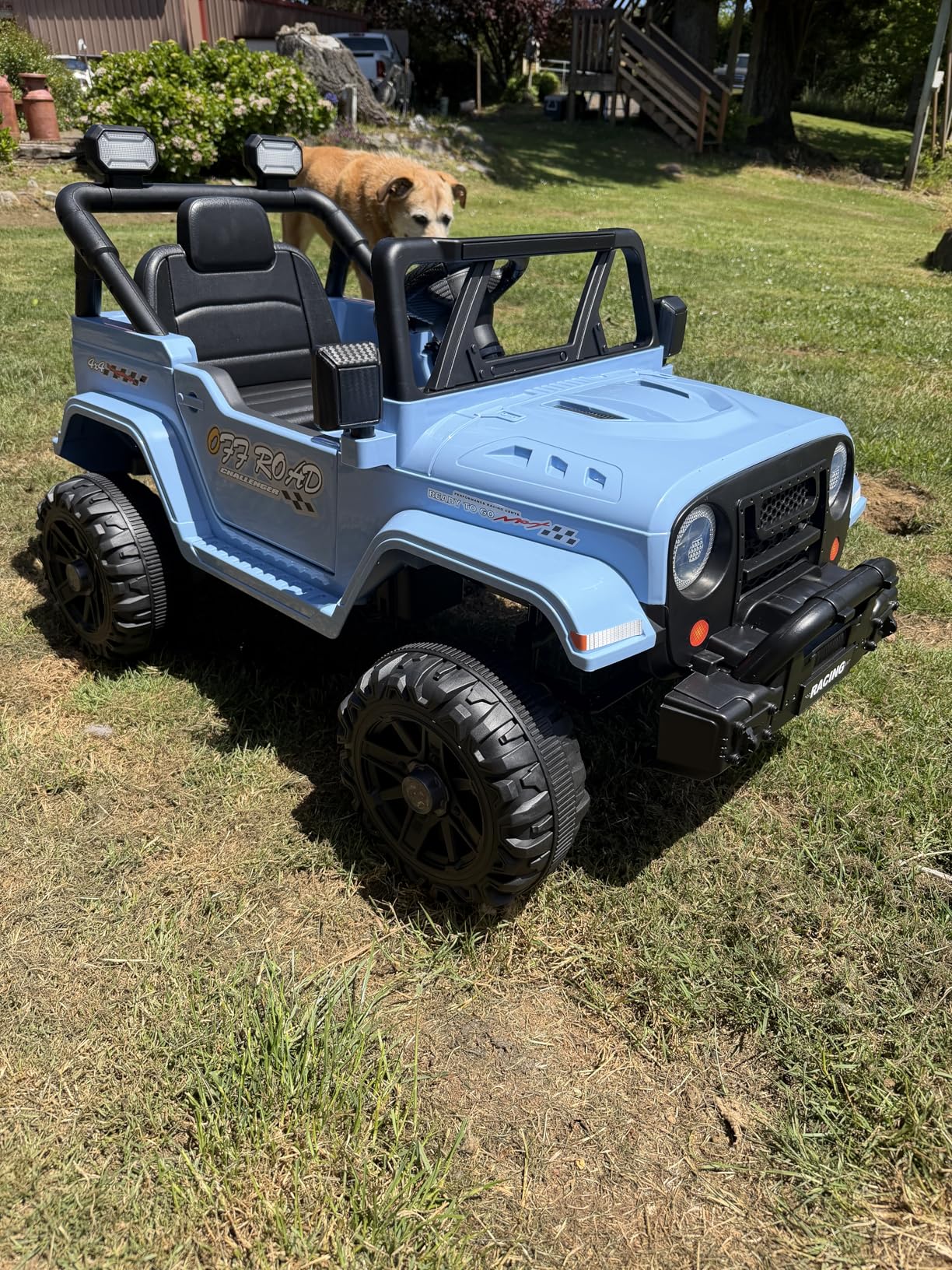 ARBELI 12V Electric Ride On Car, Toddler First Car, Blue | Realistic truck styling, parent remote control, soft start safety, bluetooth music & LED lights customer photo 2