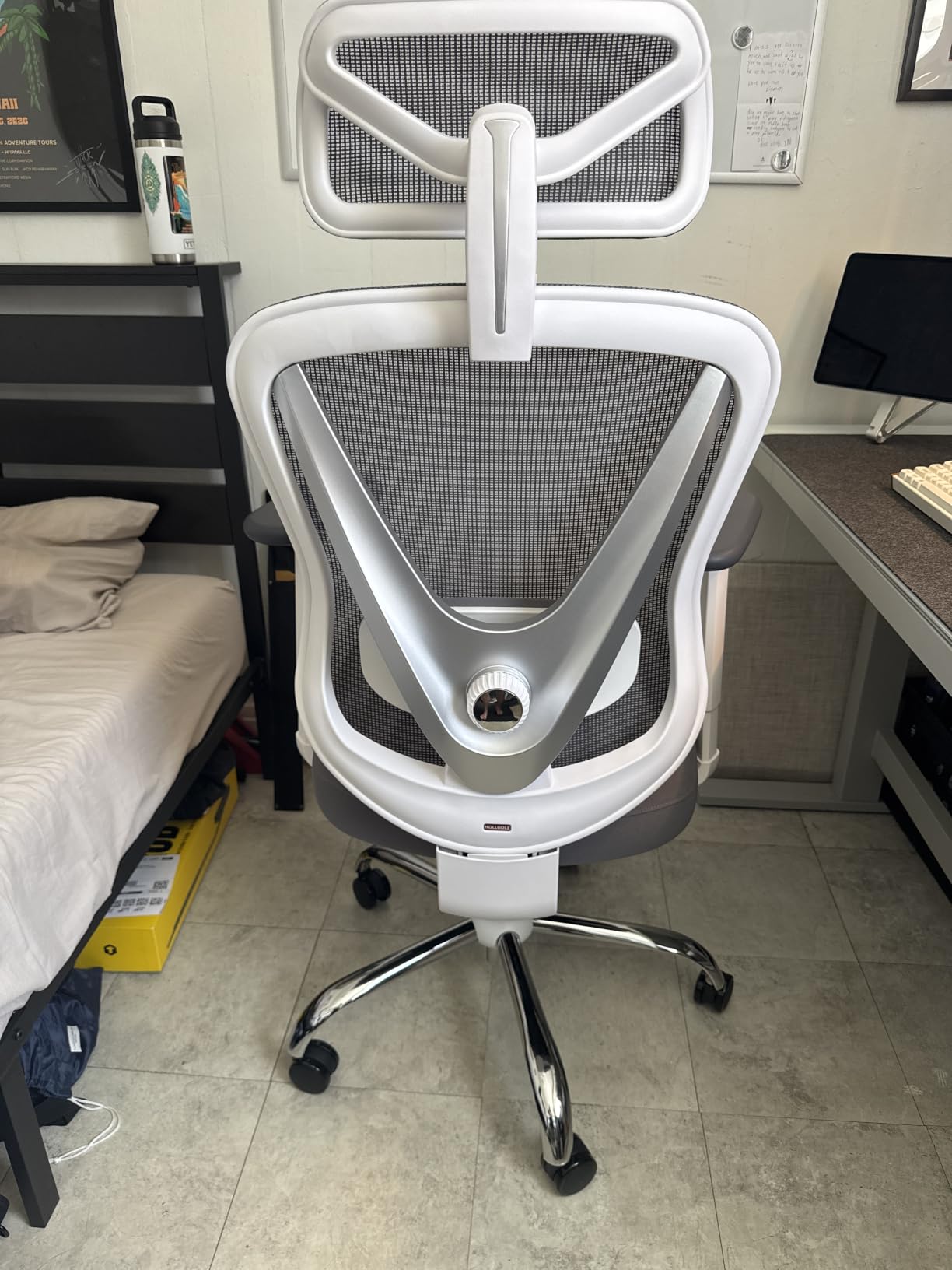 HOLLUDLE Ergonomic Mesh Office Chair - 3D Adjustable Lumbar Support & 3D Armrests, V-Shaped Back, Adjustable Desk Chair for Office & Home, White customer photo 2