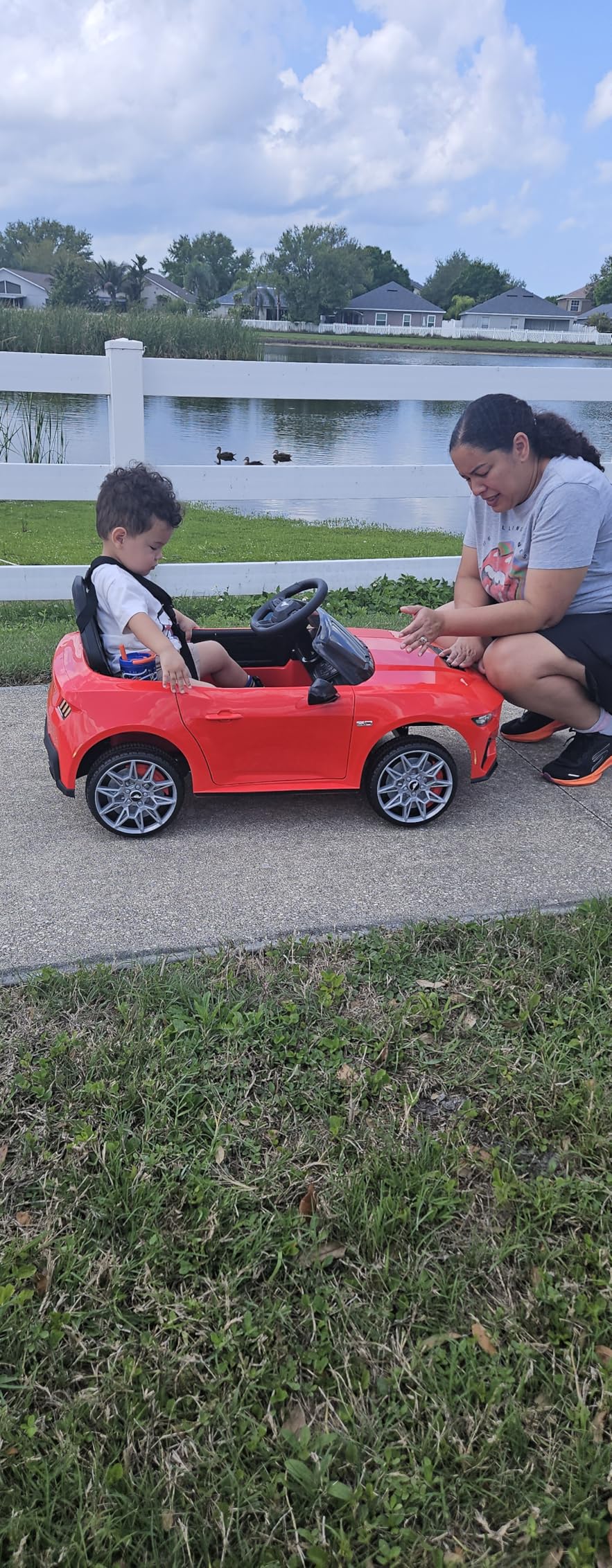 Best Choice Products Kids 12V Electric Ride On Car Officially Licensed Ford Mustang w/Parent Control, LED Lights, 2 Speeds, Bluetooth - Red customer photo 2