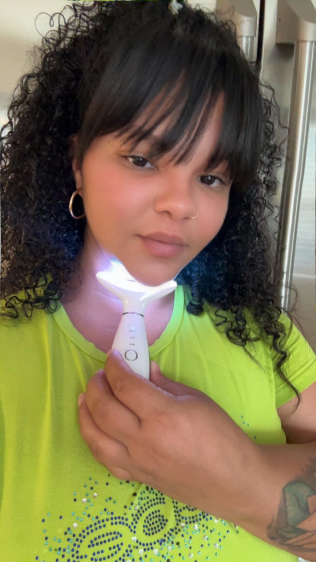 Dopsikn 7 Color Galvanic Machines - Red Light Therapy for Face and Neck, Face Massager Tool for Wrinkles, Double Chin, Vibrating Facial Massager with Thermals, Black customer photo 1