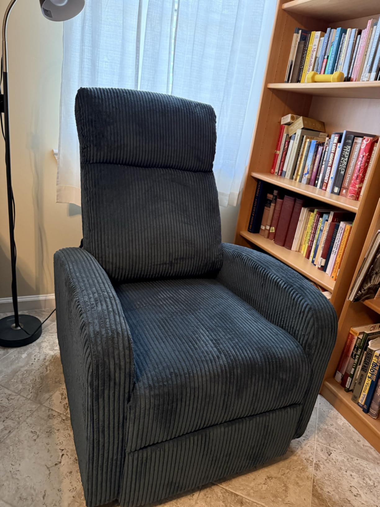 Lexicon Corduroy Pushback Recliner Chair, Light Gray | Small Soft Single Sofa Accent Chair, Solid Wood Frame and Metal Base, Easy Assembly for Living Room/Office/Apartment customer photo 1