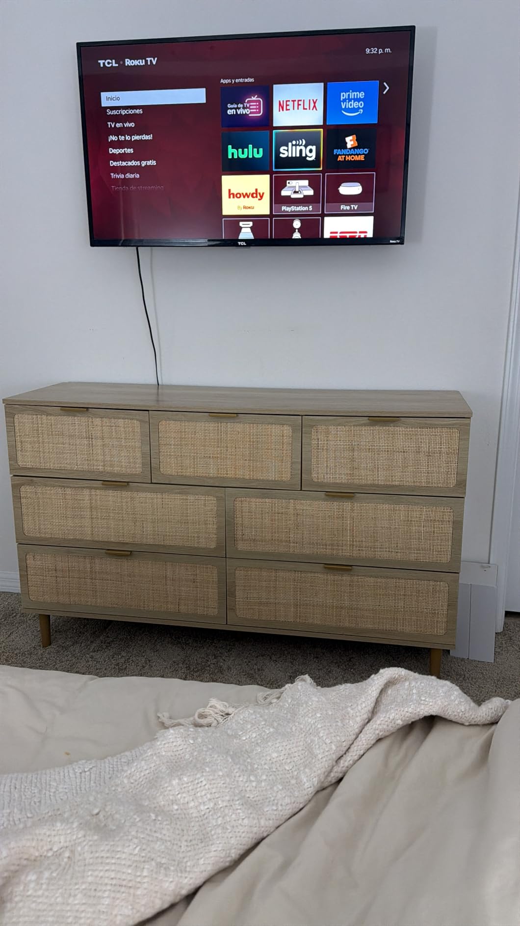GarveeHome Rattan 6 Drawer Dressers for Bedroom, Deep Drawer, Natural | Tall Dresser, Wide Top, for Living Room, Hallway, Kids Room, Large Chest of Drawers for Closet, Long Wooden Dresser customer photo 1