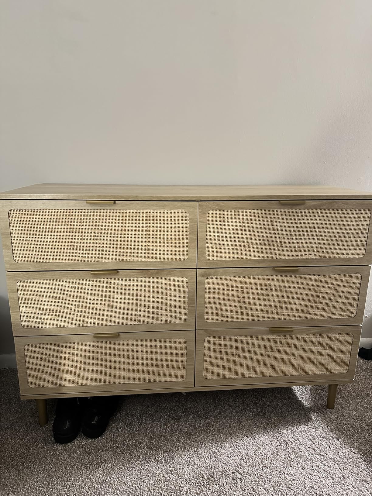 GarveeHome Rattan 6 Drawer Dressers for Bedroom, Deep Drawer, Natural | Tall Dresser, Wide Top, for Living Room, Hallway, Kids Room, Large Chest of Drawers for Closet, Long Wooden Dresser customer photo 2