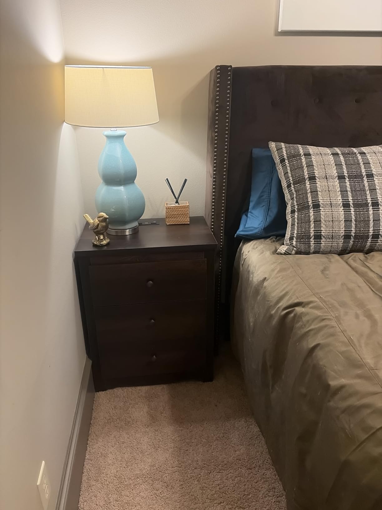 WLIVE Tall Nightstand with Charging Station, Wood Night Stand with 3 Drawers Storage, Bedside Table End Side Tables with 2 USB Ports and Outlets for Bedroom, Closet, Espresso customer photo 2