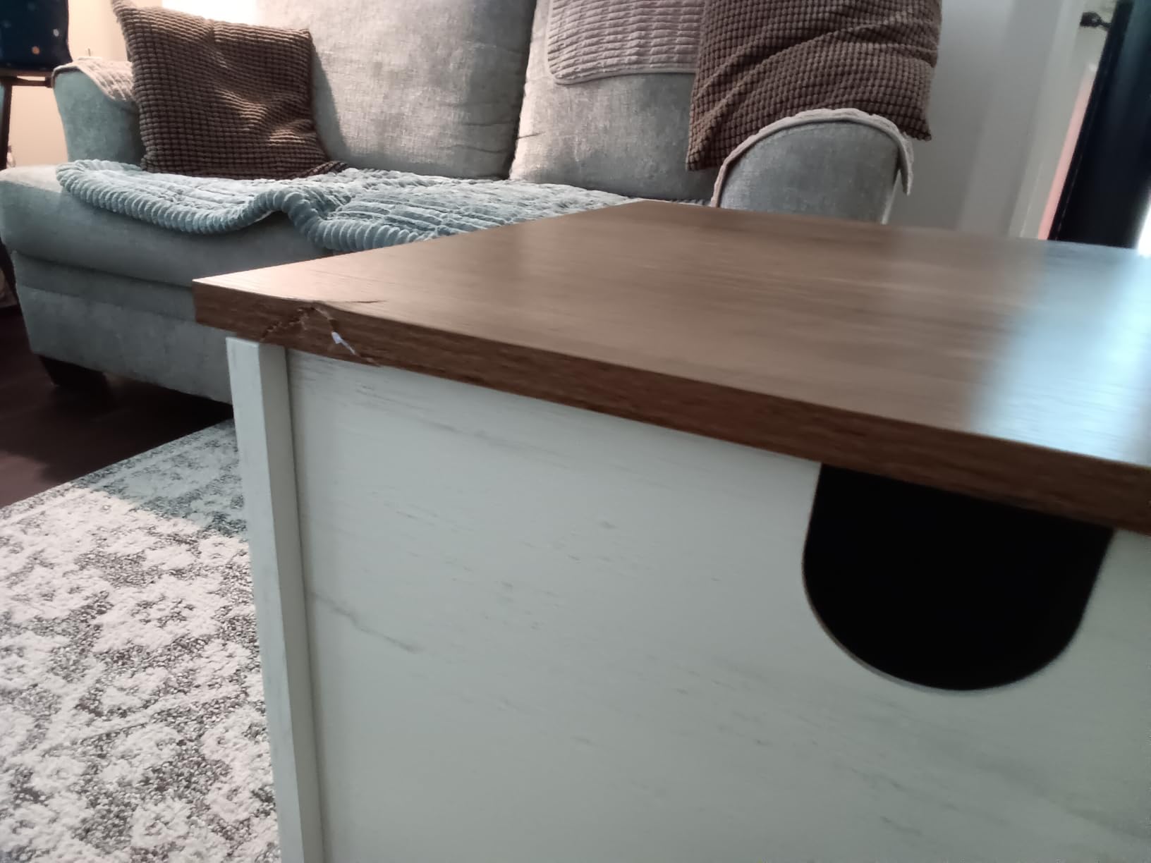 VASAGLE Farmhouse TV Stand for TVs up to 65 Inches, Entertainment Center with Storage Cabinets and Sliding Barn Doors, Media Console Table for Living Room, Rustic White and Honey Brown ULTV535W01 customer photo 2