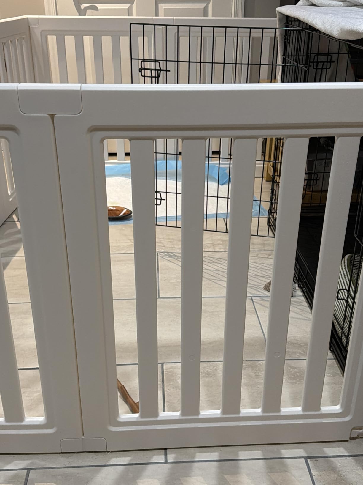 Dog Playpen, Clear Dog Pen, Dog Pen Indoor, Easy to Install and Remove Dog Play Pen, Puppy Playpen Suitable for Dogs, Cats,Dog Playpen Indoor (White, 23.6 inch Height, 8 Panels) customer photo 2