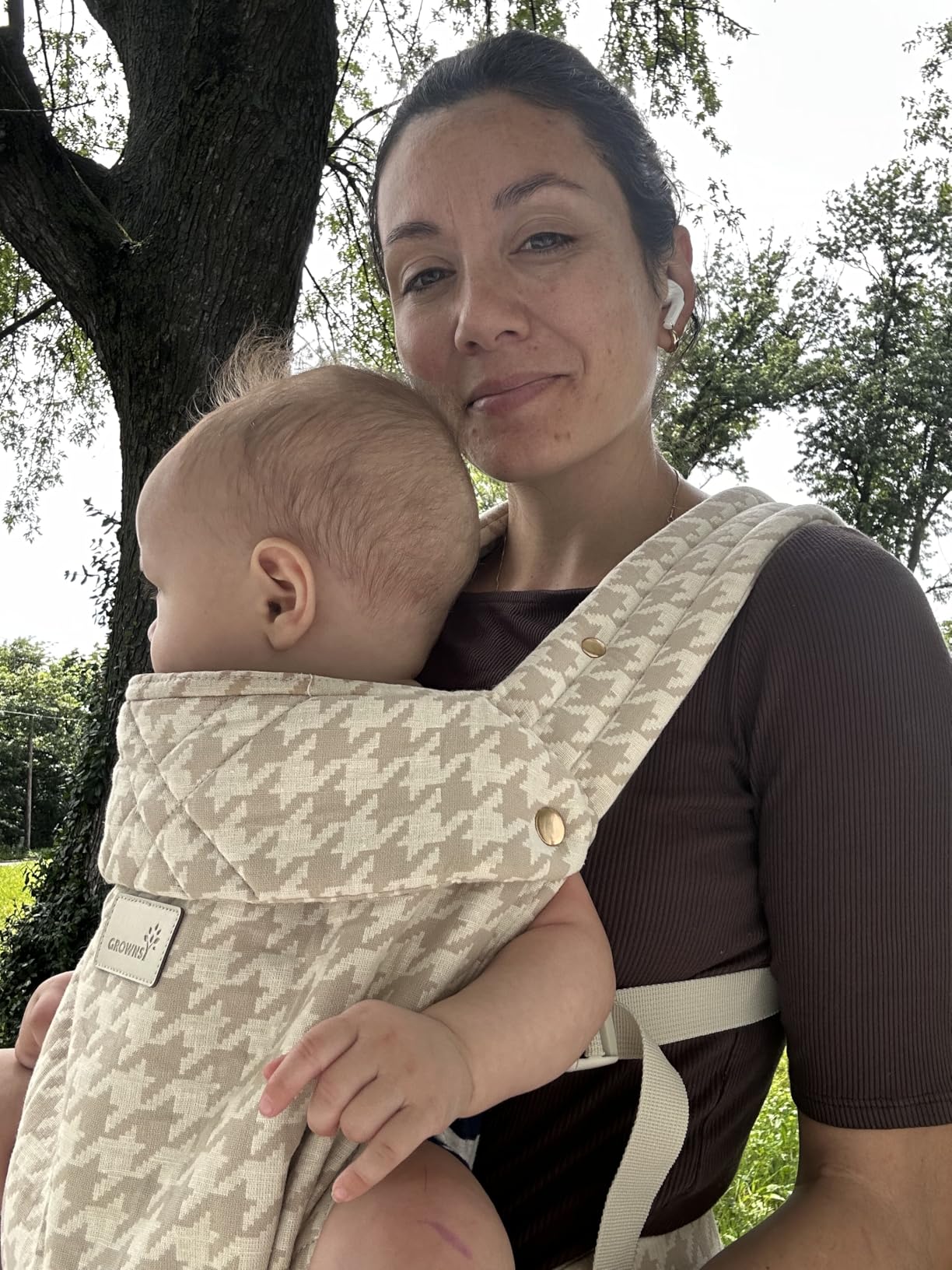 GROWNSY Baby Carrier Newborn to Toddler with Head Support, Houndstooth | Lightweight Ergonomic for Infant 7-44 lbs Newborn, Easy to Wear Hands Free Infant Carriers for Baby 0-36 Months customer photo 2