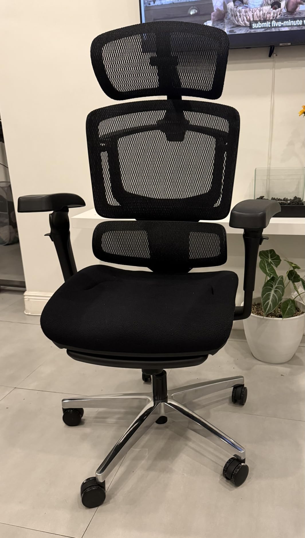 FLEXISPOT ErgoX Premium Ergonomic Office Chair with Footrest - Adjustable 3D Armrests, Dynamic Lumbar Support, Recline & Tilt Function, Mesh Seat, for Home & Office Use, Black customer photo 1