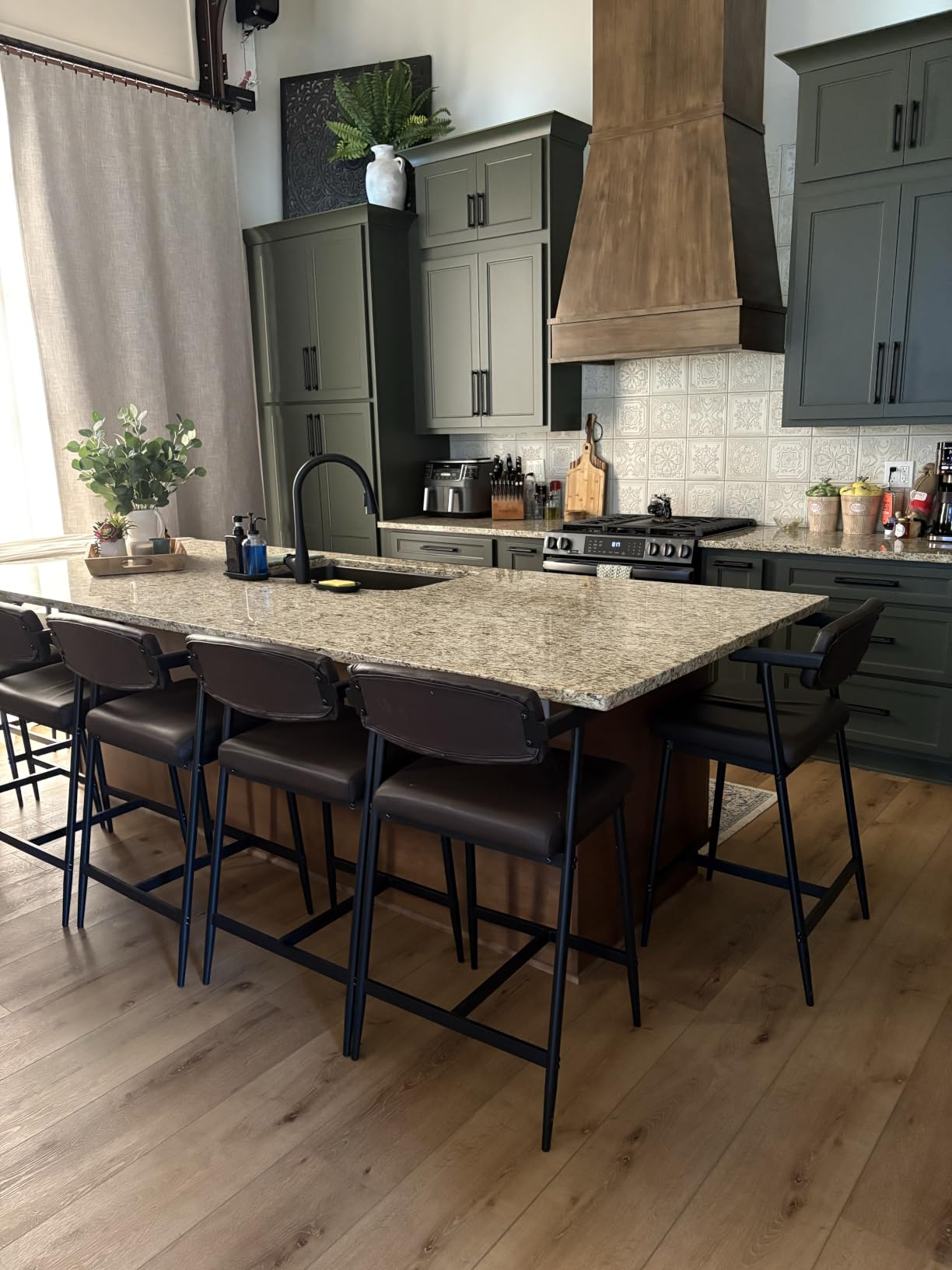 IDEALHOUSE Counter Height Bar Stools Set of 2 With Arms, 26