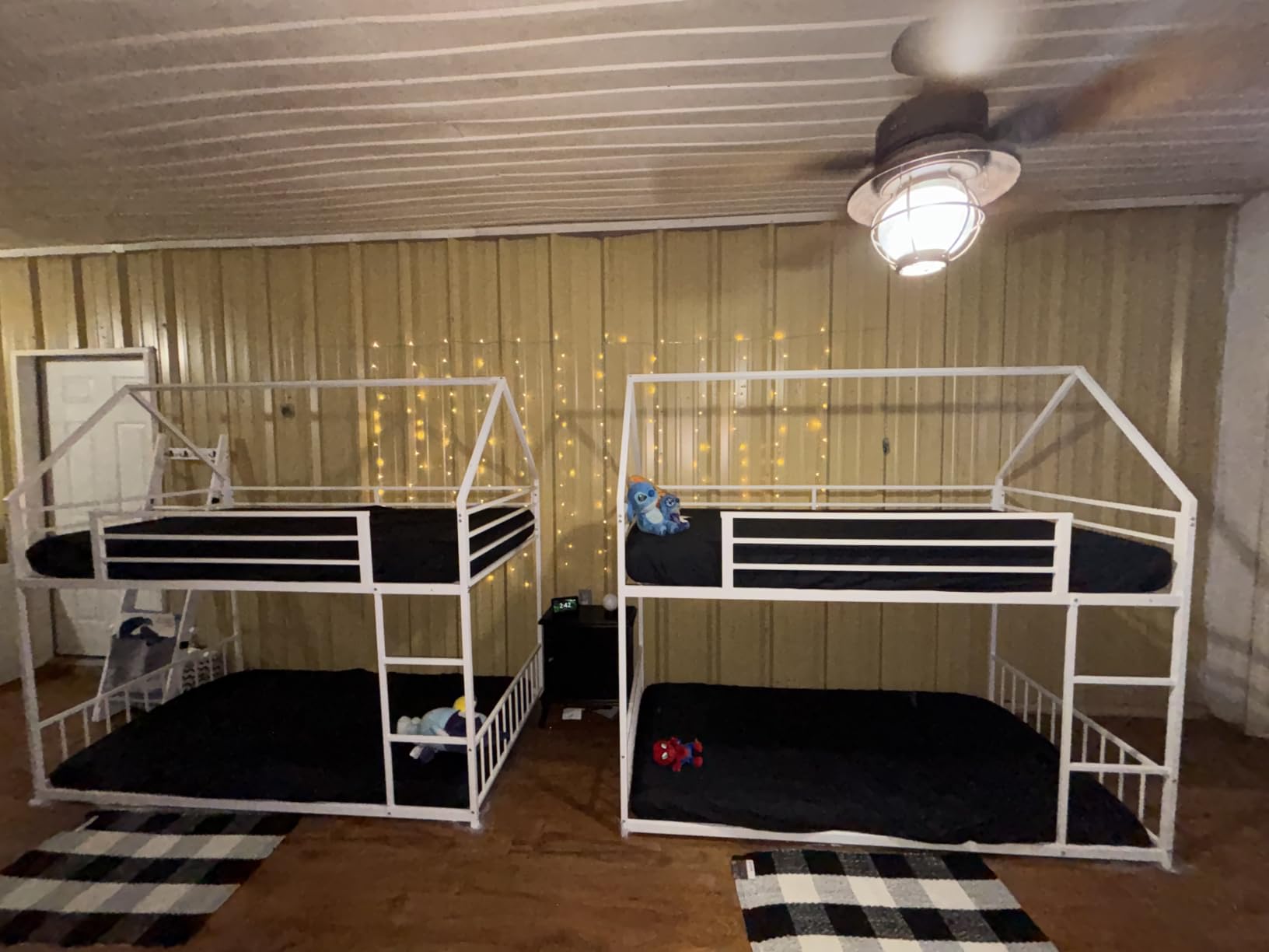 LIKIMIO Bunk Bed Twin Over Twin, House Bunk Bed Frame with Ladder and Guardrail, House Shaped with Metal Slats for Dormitory and Bedroom, Space Saving, No Box Spring Needed, White customer photo 1