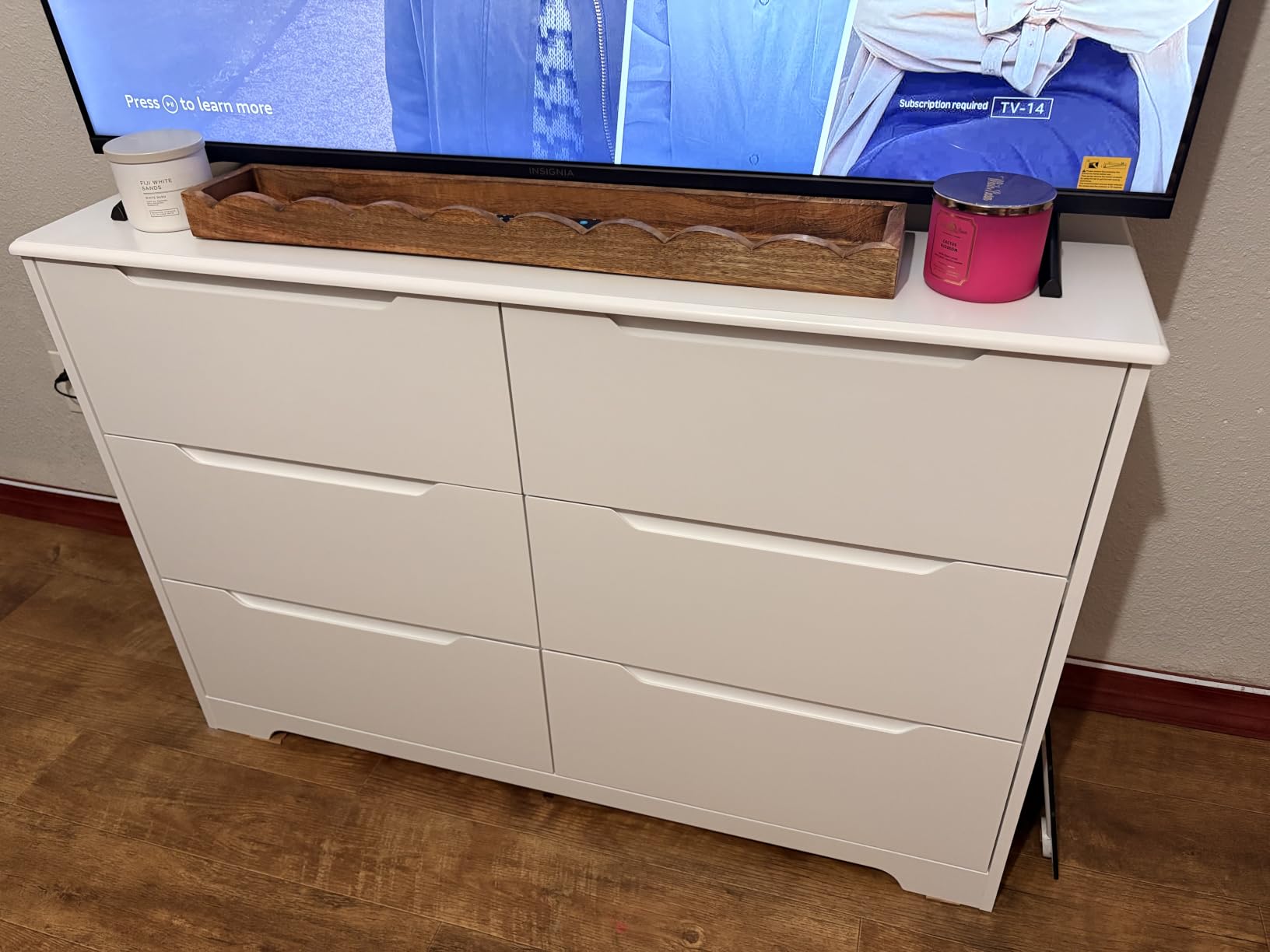 Gizoon 6 Drawer Double Dresser for Bedroom with Anti-Tip Design, White | Modern Wide Wooden Chest of Drawers with Cut-Out Handles, Closet Storage Organizer and TV Stand for Living Room, Hallway, Entryway customer photo 1