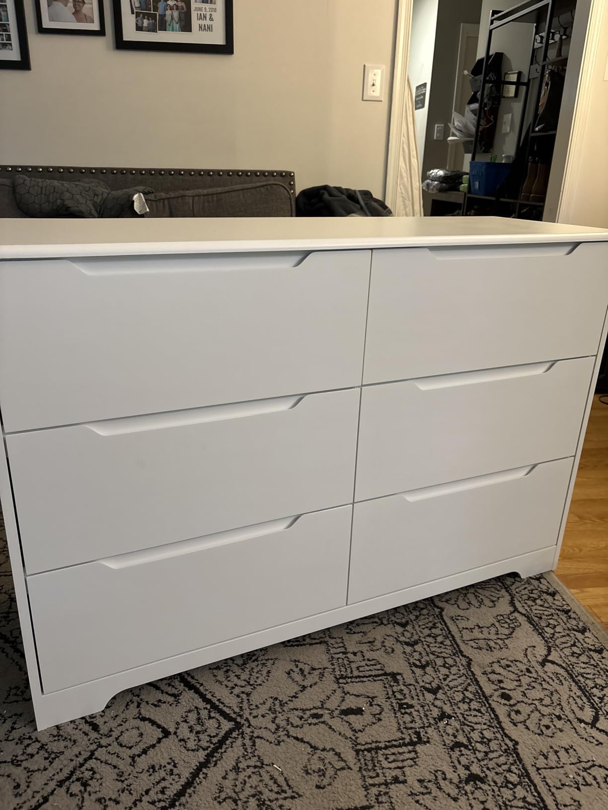 Gizoon 6 Drawer Double Dresser for Bedroom with Anti-Tip Design, White | Modern Wide Wooden Chest of Drawers with Cut-Out Handles, Closet Storage Organizer and TV Stand for Living Room, Hallway, Entryway customer photo 2