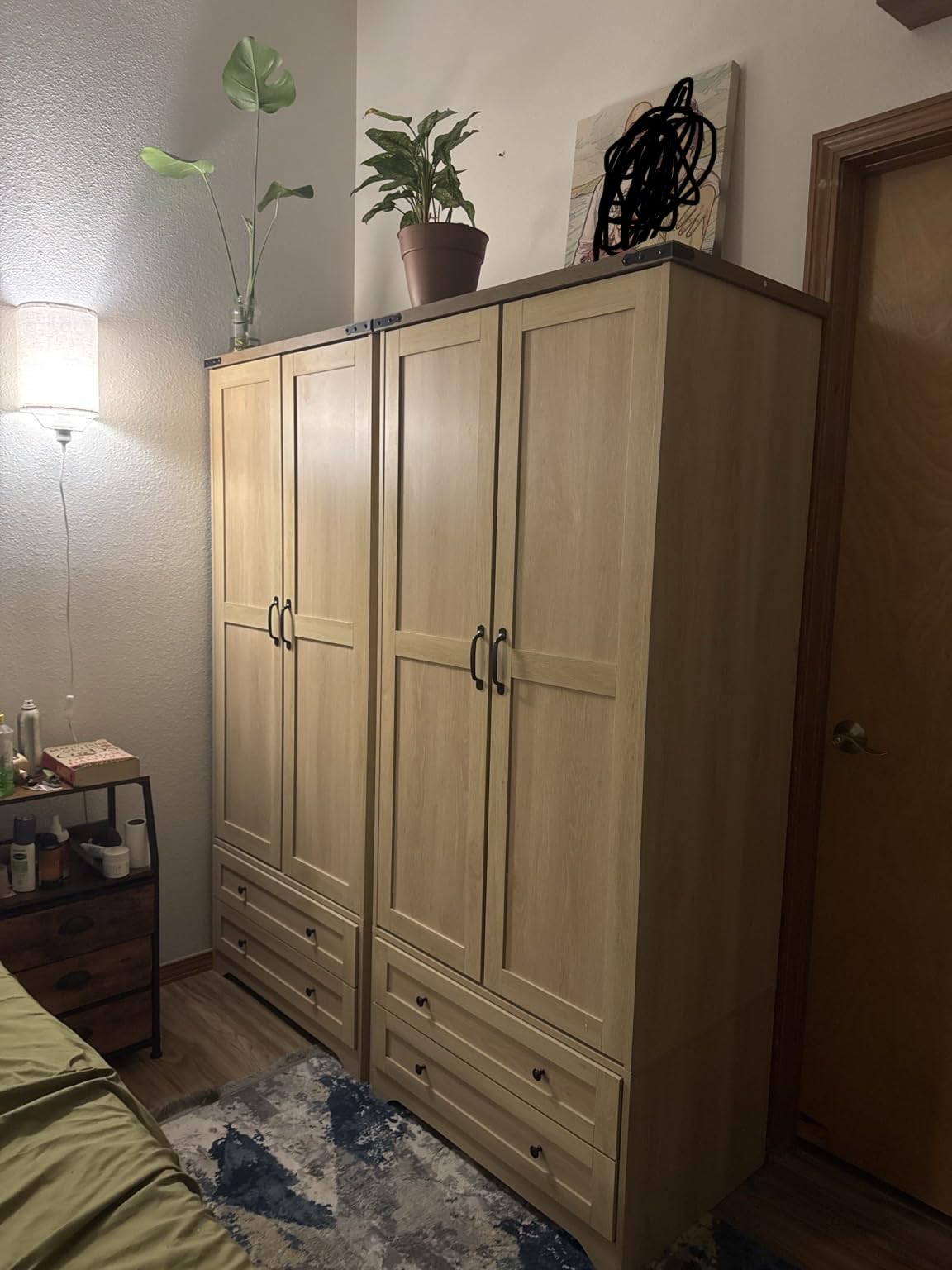 Brafab 2 Doors Wooden Armoire Wardrobe Closet with 2 Drawers customer photo 1