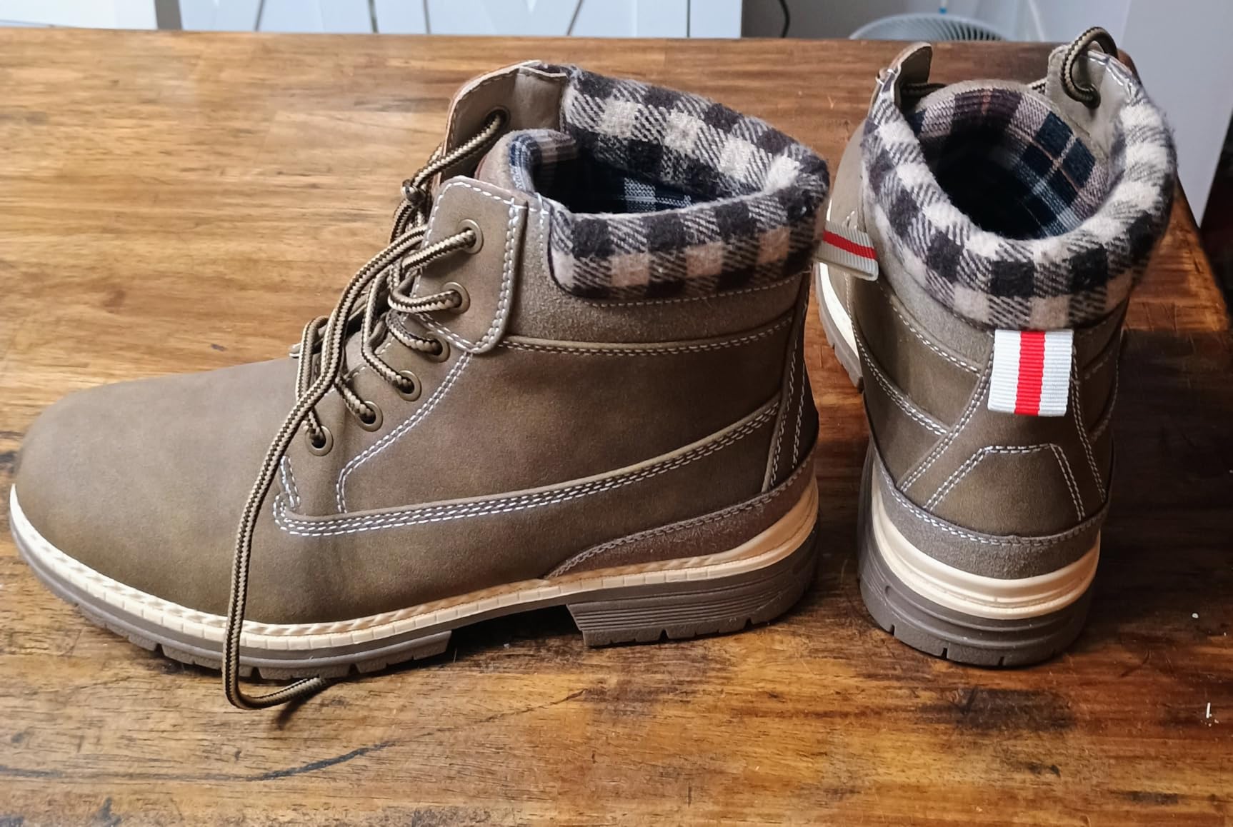 Snow Hiking Winter Boots for Women - Casual Brown Combat Work Boot - Non-slip Fur-Lined Ankle Boots - Fashion Boots Waterproof Leather Shoes customer photo 1