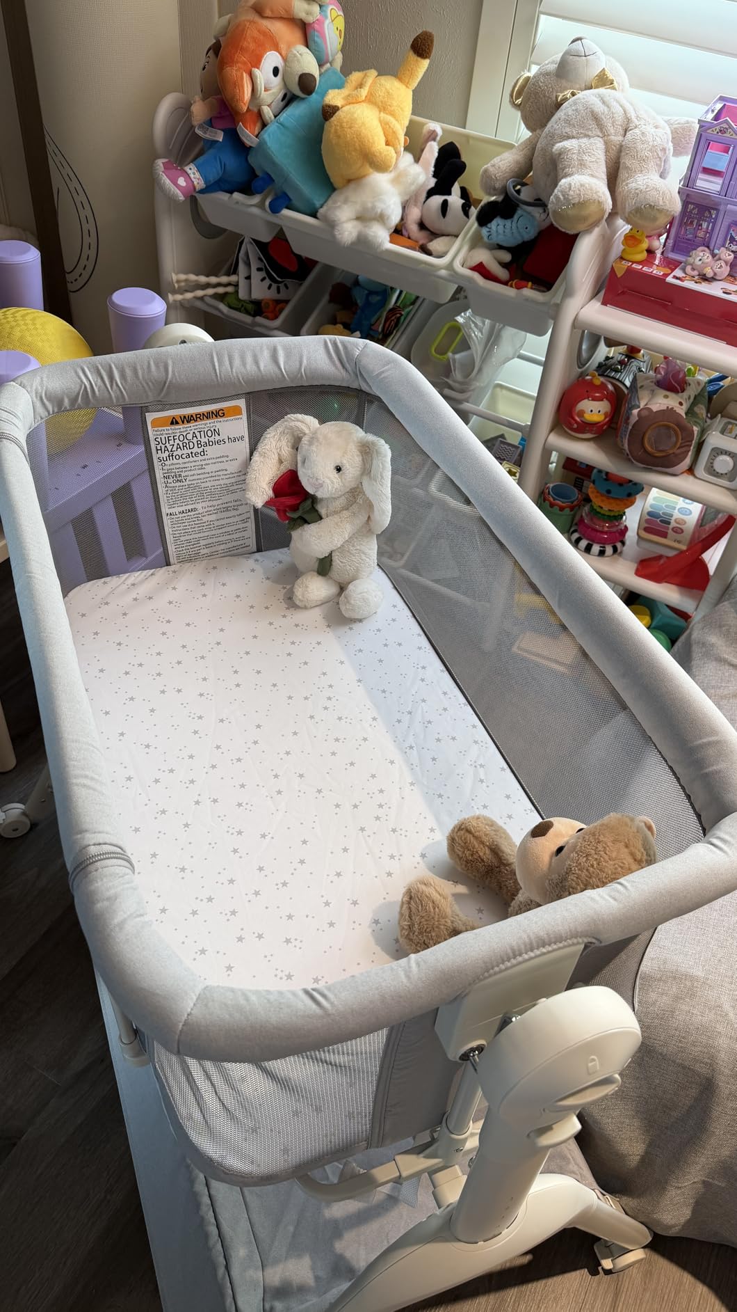 HARPPA Cuddly Sway Baby Bassinet Bedside Sleeper, 3 in 1 Rocking Bassinet with Mattress and Soft Cover, Full Mesh Sides, 5 Height Adjustable with Wheels for Newborns, Beige customer photo 1