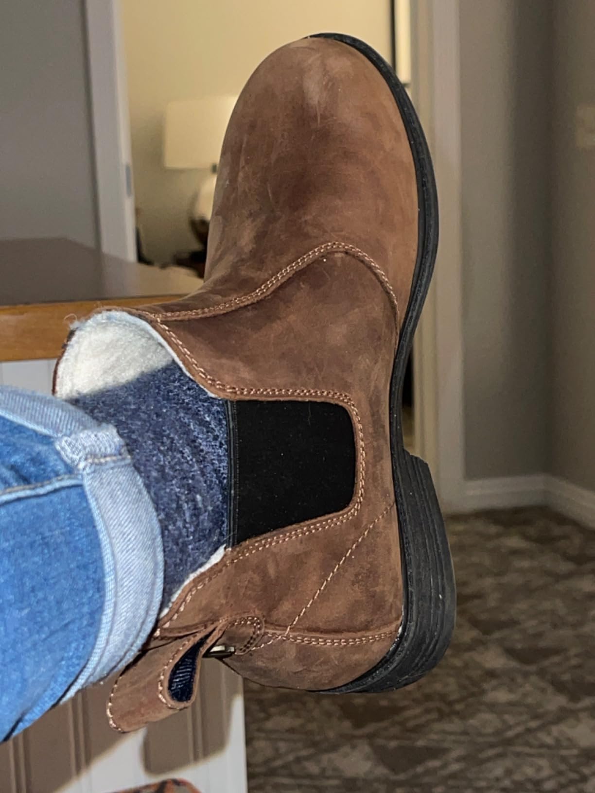 Women's Waterproof Winter Chelsea Boots, Wool Lined Leather Slip-On Ankle Boot (Legend II) customer photo 2