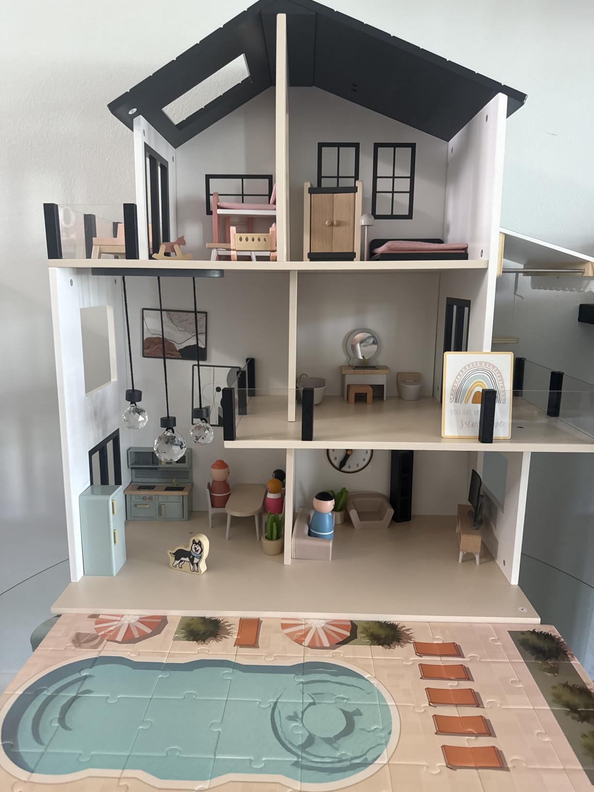 BIERUM Pink Wooden Dollhouse, Pretend Play Toy House for Girls & Toddlers | Comes with 39 PCS Furniture, Elevator & Garage, Multi-Room Design for Kitchen, Bathroom, Bedroom & Nursery Play customer photo 1