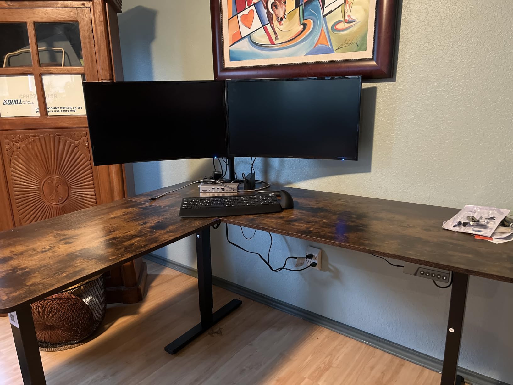 SIAGO L-Shaped Standing Desk - 63 x 55 Inch Adjustable Corner Standing Desk with Charging Station - L Shape Sit Stand Table with Memory Controller, Splice Board for Home Office customer photo 1