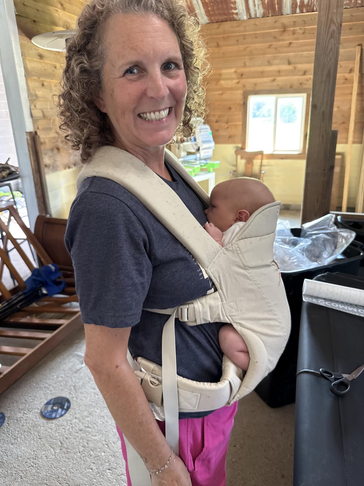 Momcozy Newborn Carrier WeeSnug - Lightweight and Cozy Comfort for 7-25 lbs | Ergonomic Cross-Back Support and Lumbar Pad, Effortless to Put On, 100% Soft Cotton, OEKO-TEX, Visual Size Scale, Khaki customer photo 1