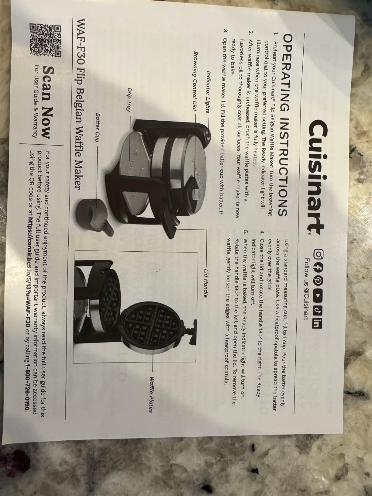 Cuisinart Round Flip Belgian Waffle Maker, NonStick, Stainless Steel, 1