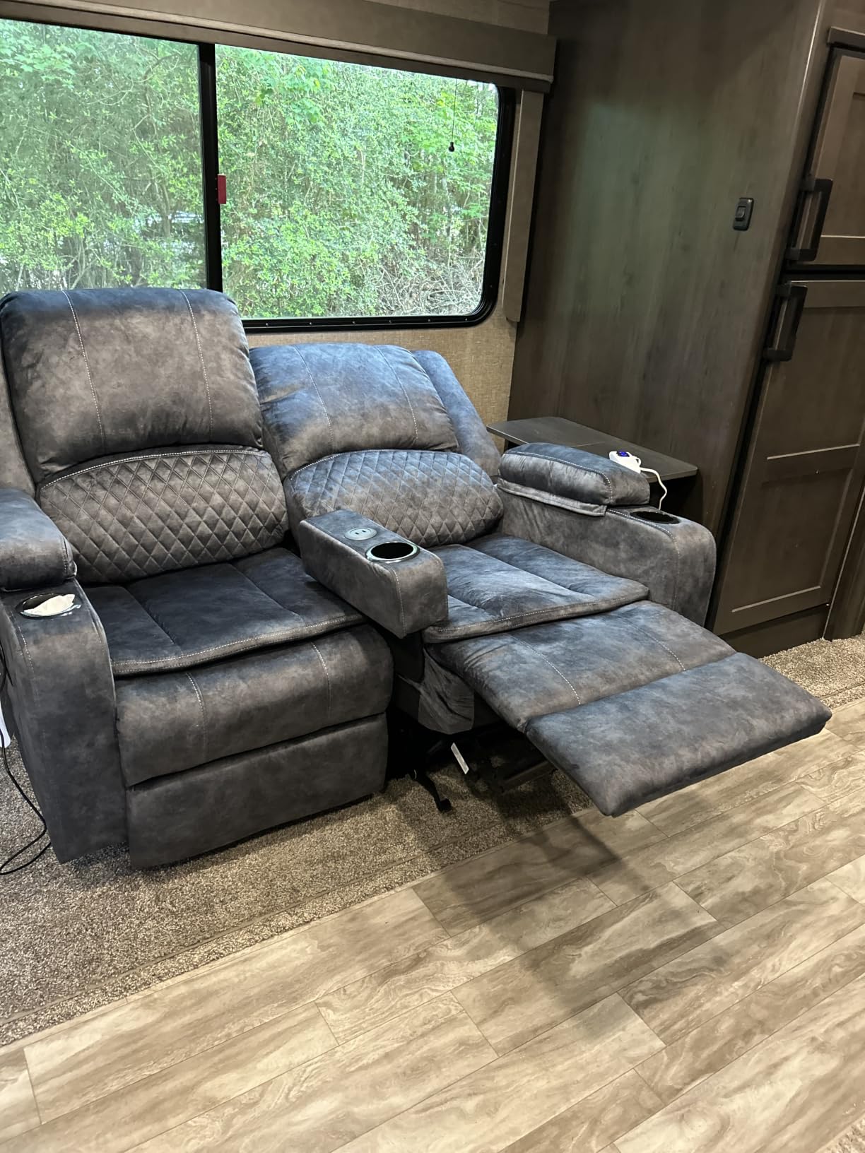 6 Seater Reclining Sofa Set, Modern Living Room Couch Set (Velvet,Grey) | Home Theater Seating with Removable Console, Recliner Sectional Couch with Storage, Reclining Sectional Couch Set with USB customer photo 2