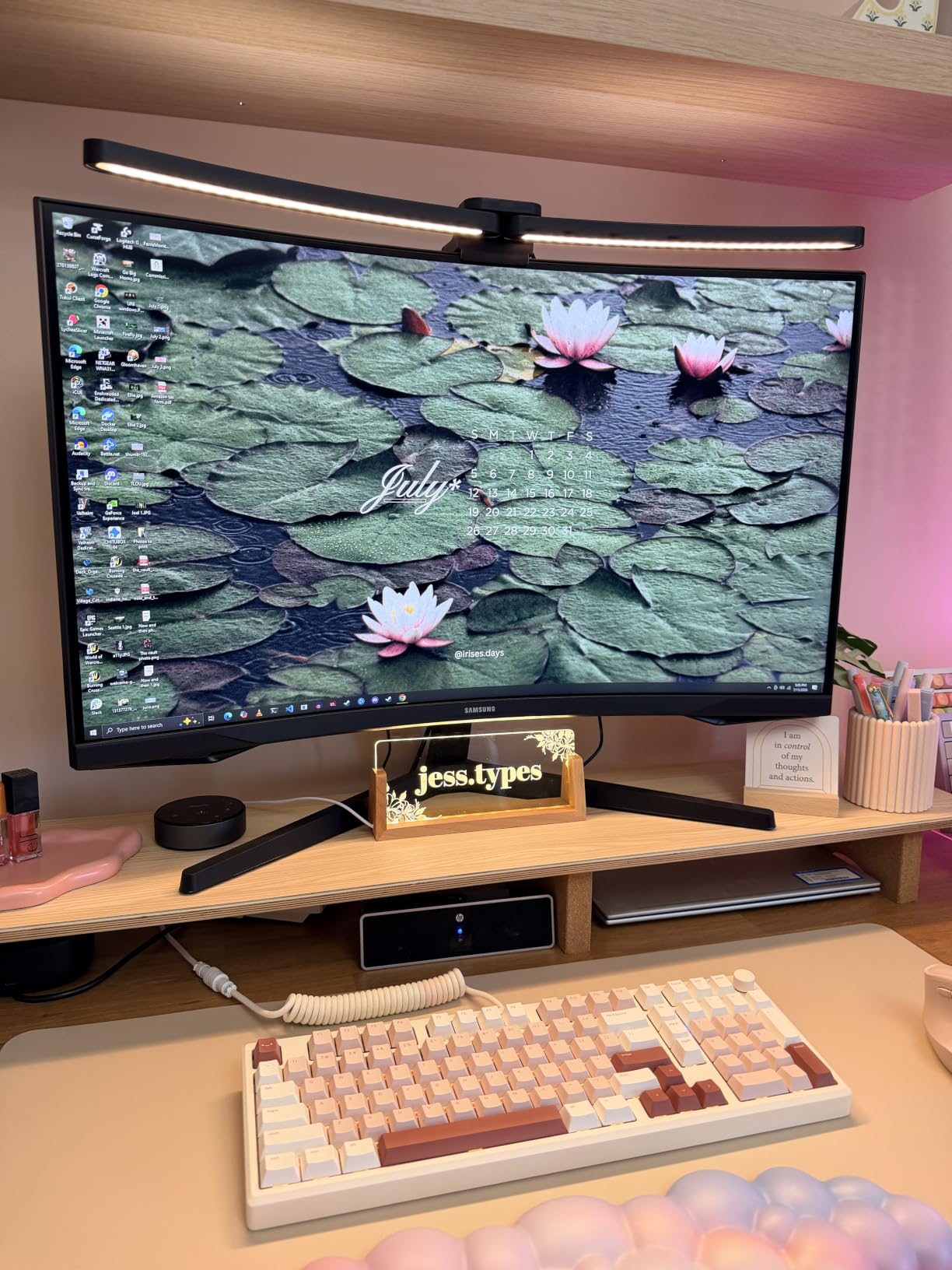 Curved Monitor Light Bar with Soft Backlight, Dual Curve-Matching Pivoting Arms for 1000R-3000R 34