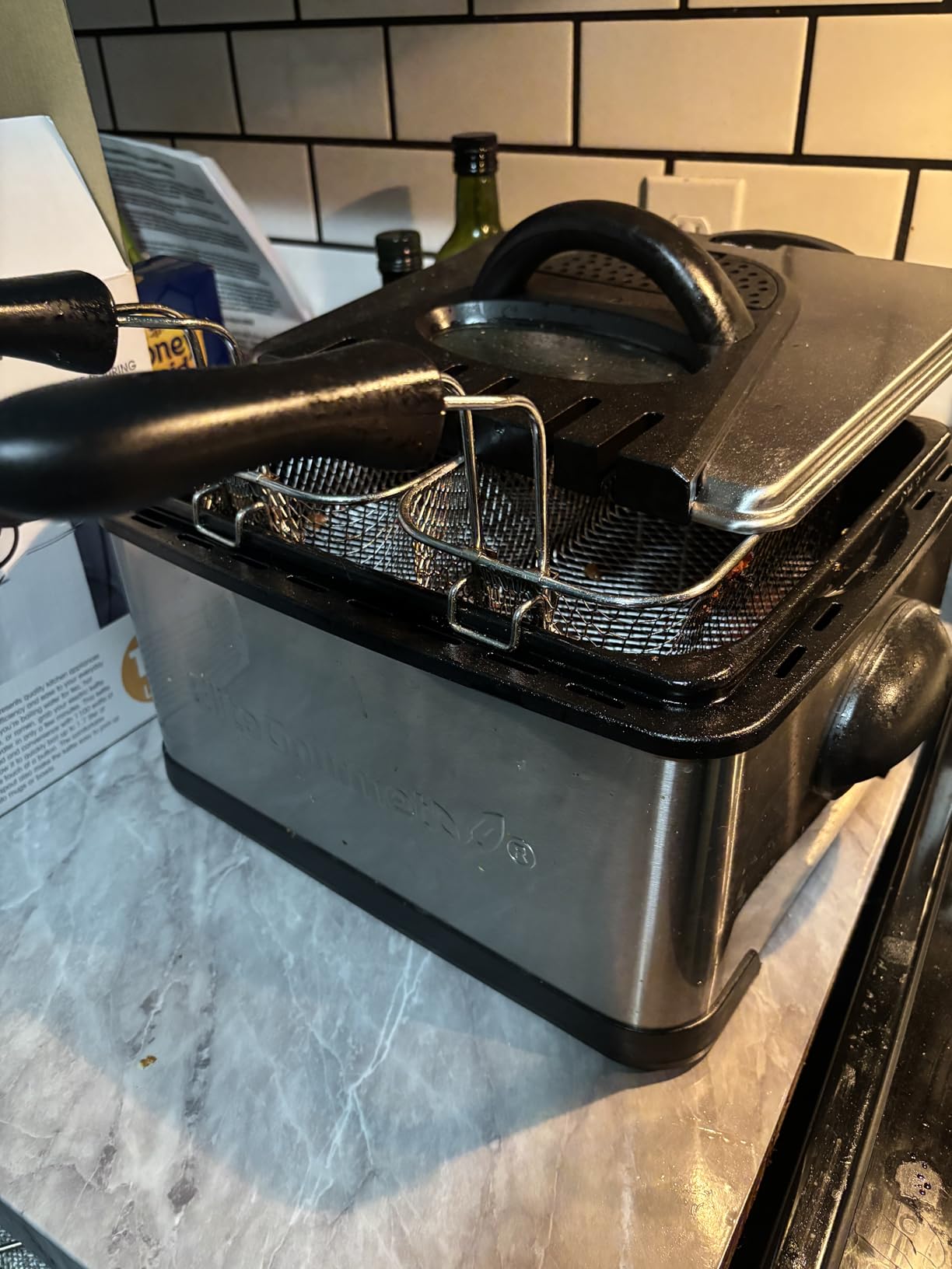 Elite Gourmet EDF-401TXB Immersion Deep Fryer, 3-Basket, 1700-Watt, 4.5 Qt | Timer Control, Adjustable Temperature, Viewing Window Lid, Odor Free Filter, 17 Cup Capacity, Great for Family-Size Batches customer photo 1
