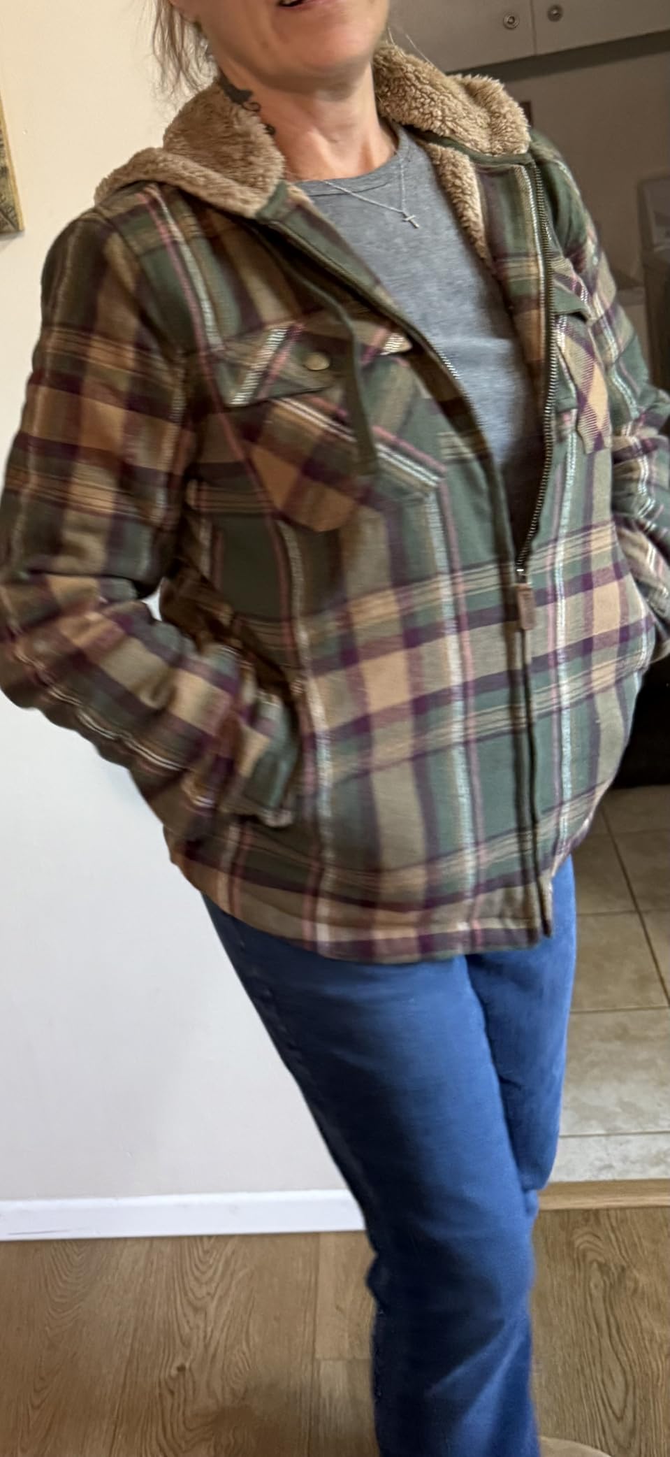 Legendary Whitetails Women's Hooded Shacket Berber Lined Shirt Jacket customer photo 2