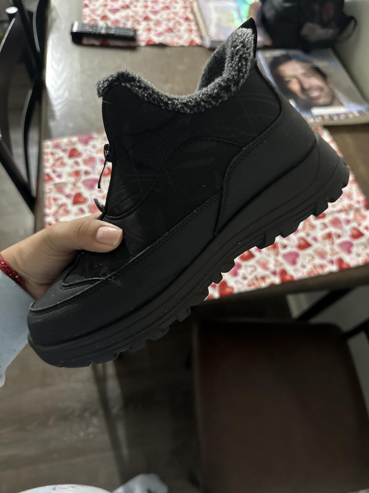 Winter Snow Boots for Women: Waterproof Warm Fur Lined Walking Outdoor Ankle Booties Slip on Snow Shoes Size 5-12 customer photo 2