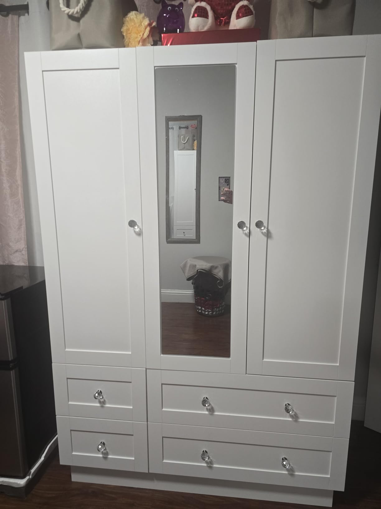 VOWNER 3-Door Armoire with LED Light customer photo 2