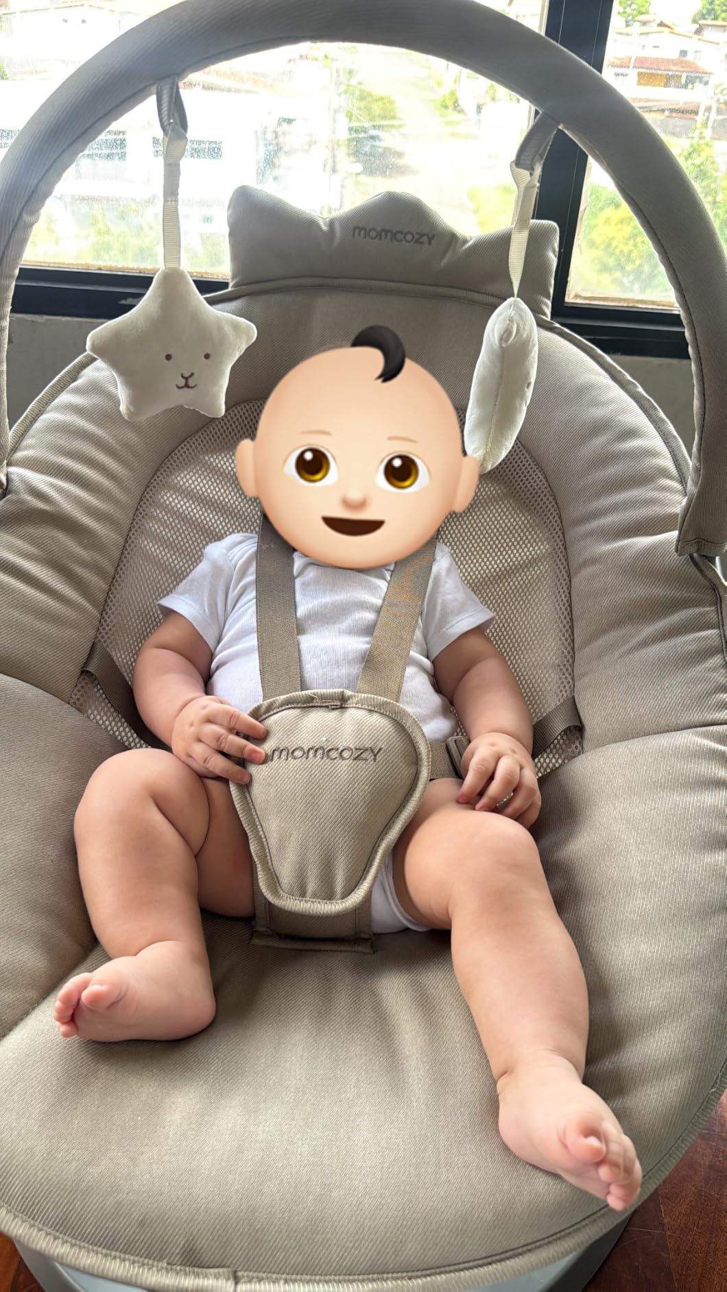Momcozy 2-in-1 Electric Baby Swing, Dual-Arm Support System, Khaki | Parent-Inspired Motions, Converts to a Toddler Seat up to 66 lbs, with Adjustable Height and a Lightweight Design customer photo 2