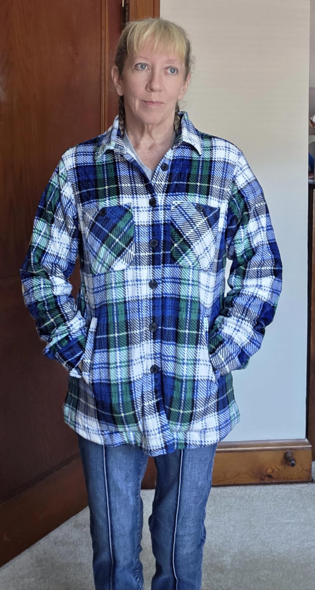 YUCOLEN Womens Flannel Plaid Shirt Sherpa Fleece Lined Jacket with Pockets customer photo 1