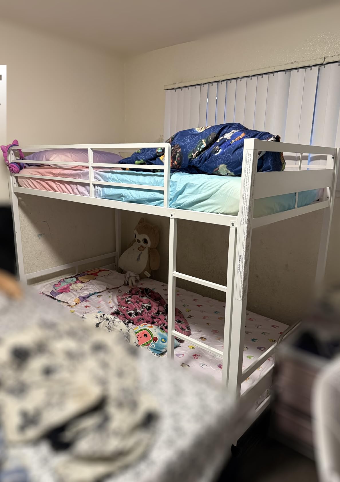 Feonase Metal Twin Over Twin Bunk Bed with Ladder and High Guardrail, Heavy-Duty Metal Slats Support, Noise Free, No Box Spring Needed, for Kids and Juniors, Black customer photo 1