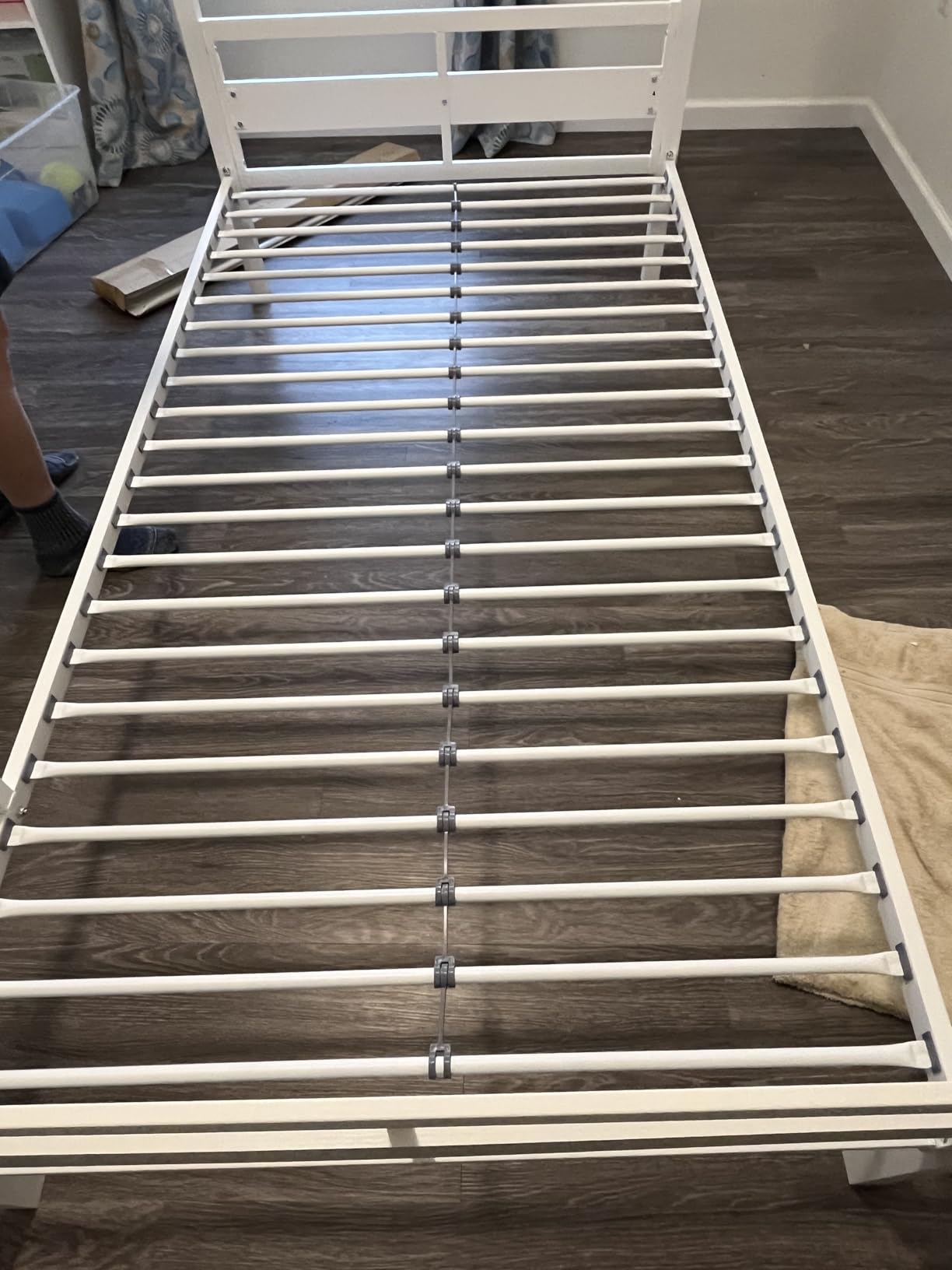 Feonase Metal Twin Over Twin Bunk Bed with Ladder and High Guardrail, Heavy-Duty Metal Slats Support, Noise Free, No Box Spring Needed, for Kids and Juniors, Black customer photo 2