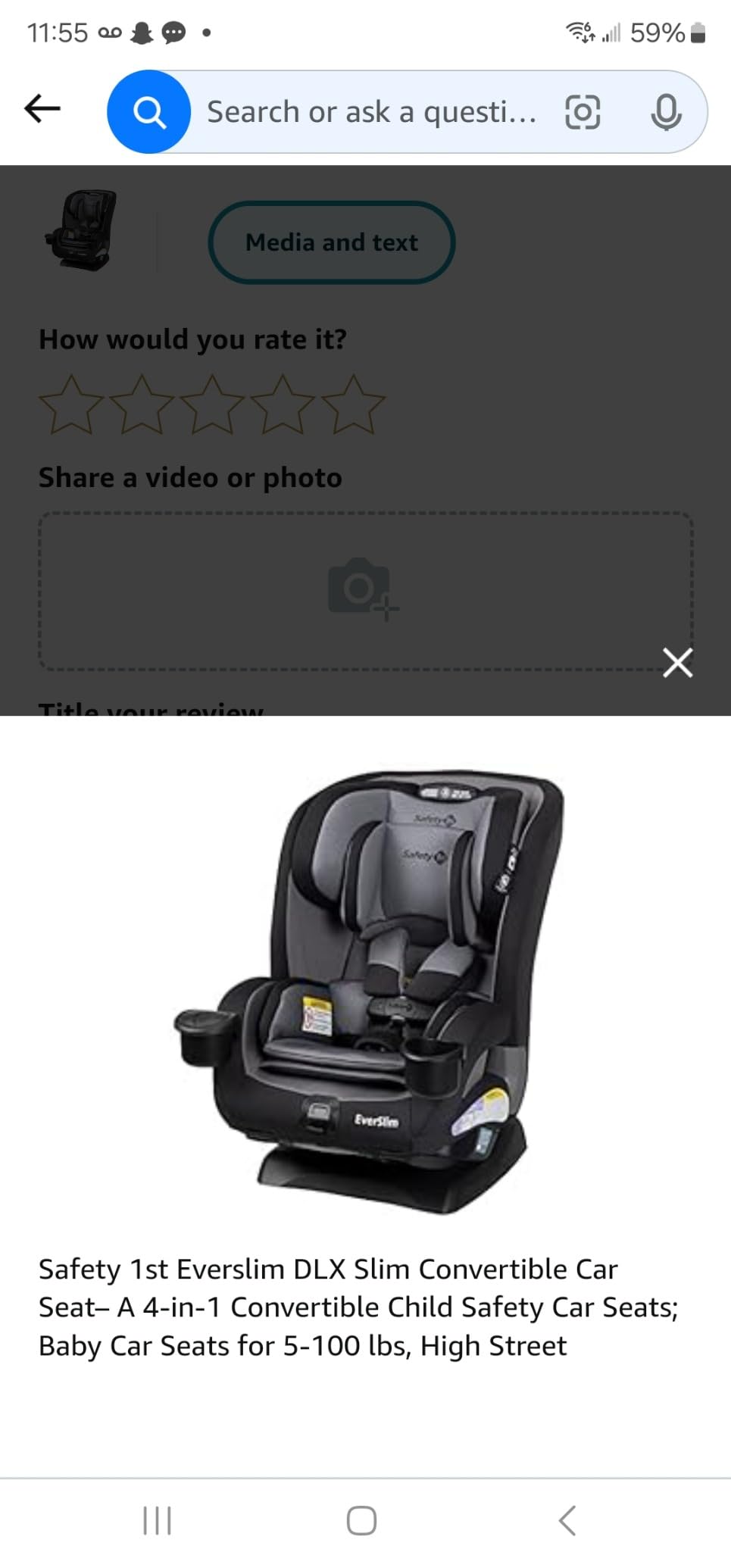 Safety 1st EverSlim 4-in-1 Convertible Car Seat, SecureTech Chest Clip, Ultra-Slim, 4-Mode Infant to Booster, Baby Car Seat, 5-100 lbs, Memory Foam, Fiddlehead customer photo 2