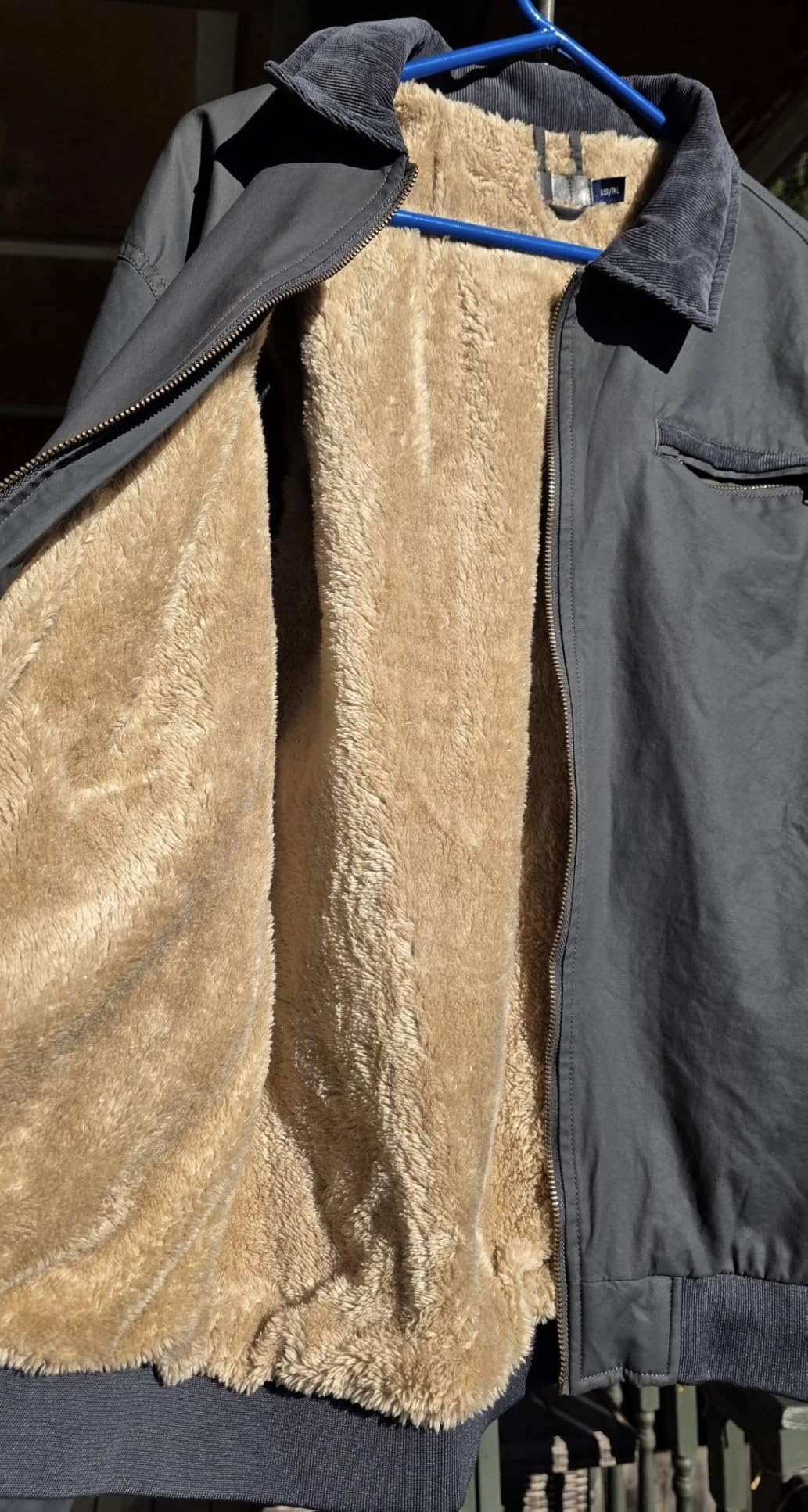 Mr.Stream Men's Waxed Cotton Duck Canvas Water-Repellent Sherpa Lined Fleece Front-Zip Jackets customer photo 2
