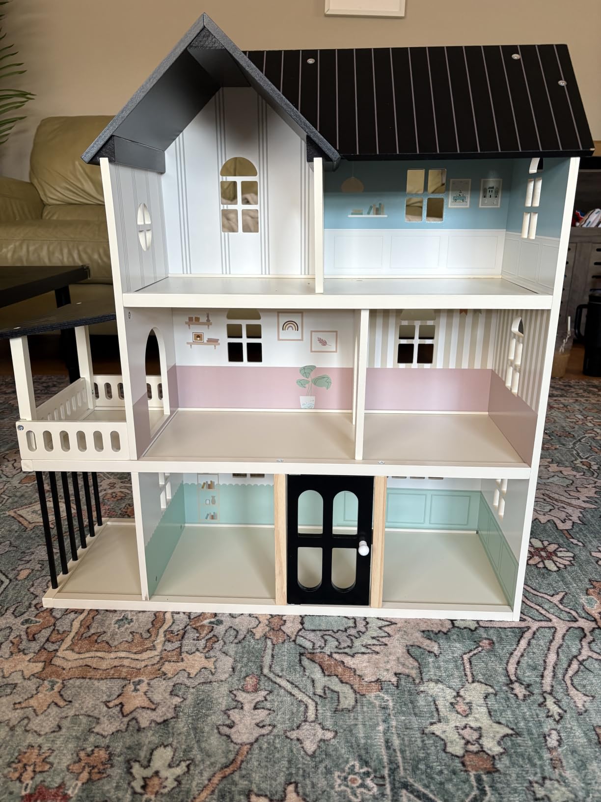 Wooden Dollhouse for Kids, 6-Room Modern Style Toy Doll House Playset with 26 Furniture & Functional Doors, 1:12 Scale Open Plan Dollhouse Designed for 4-6 Inch Dolls, STEM Creative Gift for Ages 3+ customer photo 1