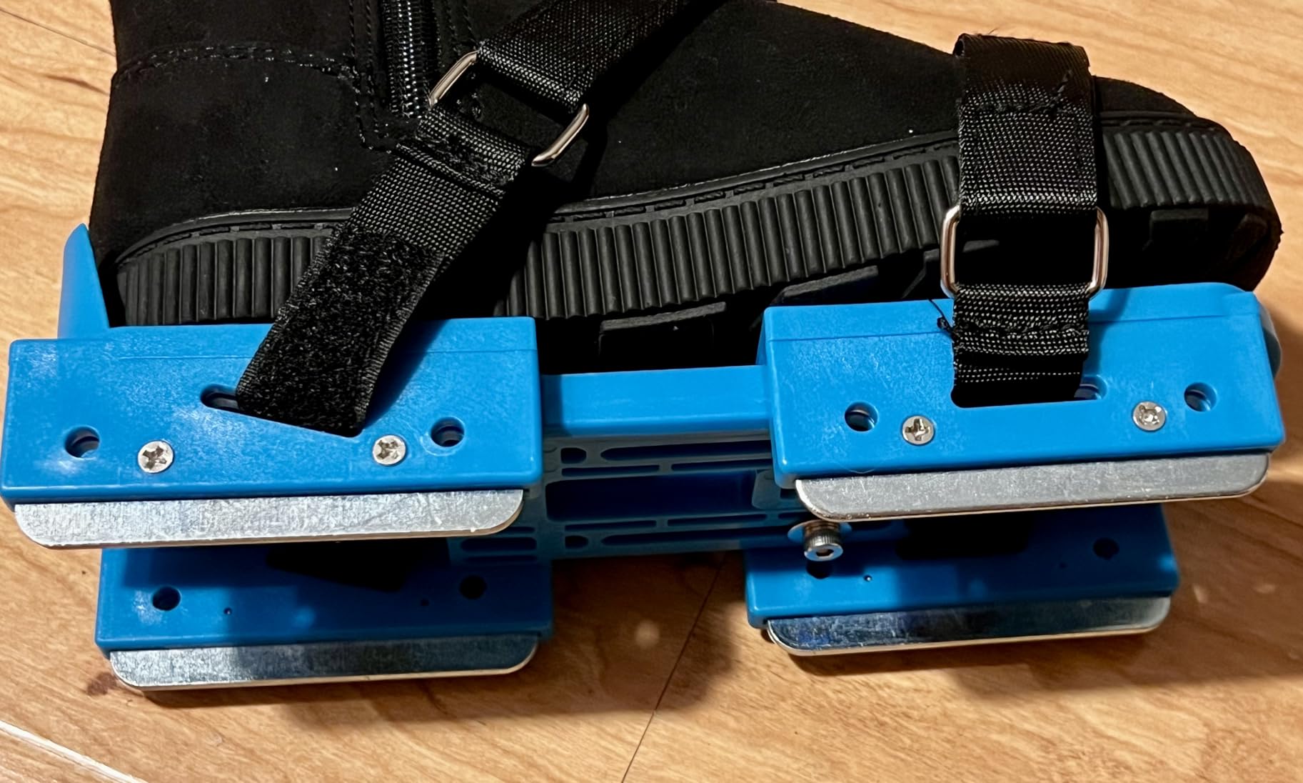 Tryly 1/2 Pairs Upgraded Toddler Ice Skates, Kids Adjustable 2-in-1 Double & Single Convertible Blade Skates with Hook and Loop Fastener Straps for Winter Toddler Training Shoes Beginner customer photo 1