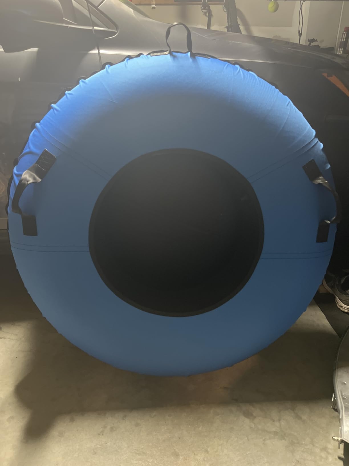 ZEALFEEL River Tube Snow Tube, 45''/48'' Rubber River Tube with Commercial Grade Canvas Cover for Kids & Adults, Inflatable Heavy Duty Snow Sled Thickened Hard Bottom with Tow Strap customer photo 1