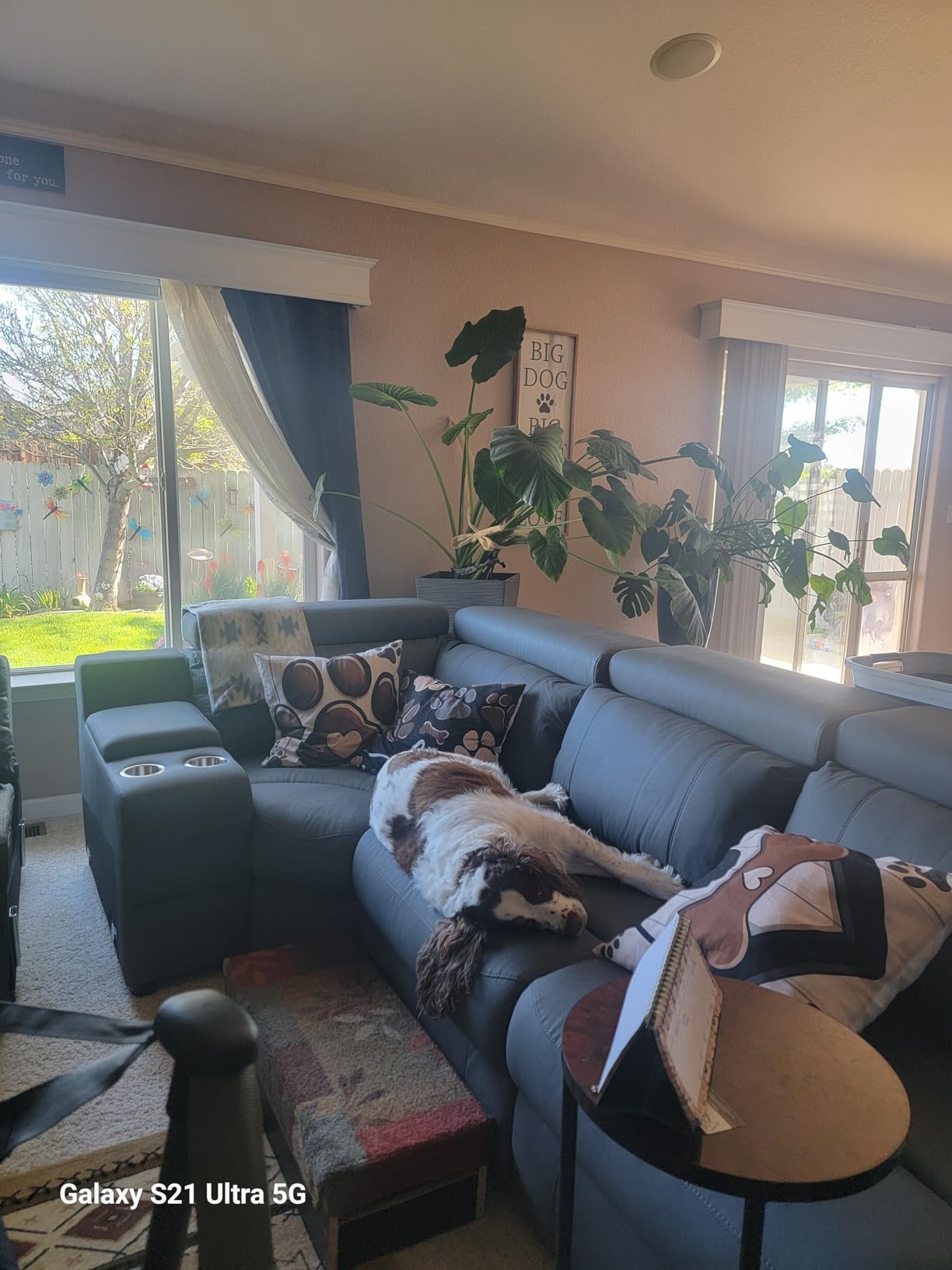 AMERLIFE Power Recliner Sectional Sofa with Storage/USB Port, Leather Recliner Sofa with Adjustable Headrest, Reclining Sectional Couches with Console and Cup Holder for Living Room (Beige Brown) customer photo 1