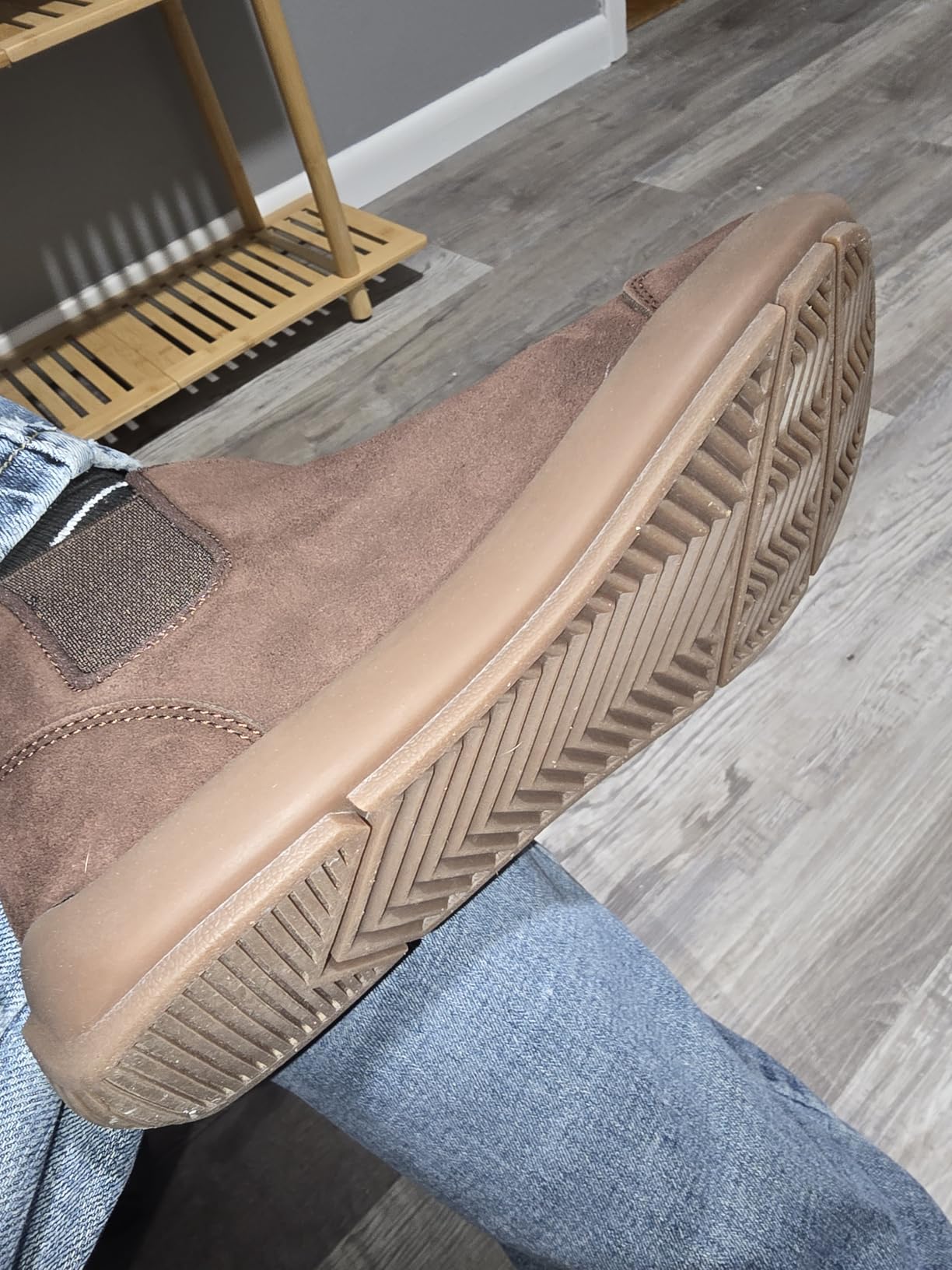 UBFEN Womens 100% Genuine Suede Leather Chelsea Ankle Boots Slip On Comfortable Winter Outdoor Warm Boot customer photo 2