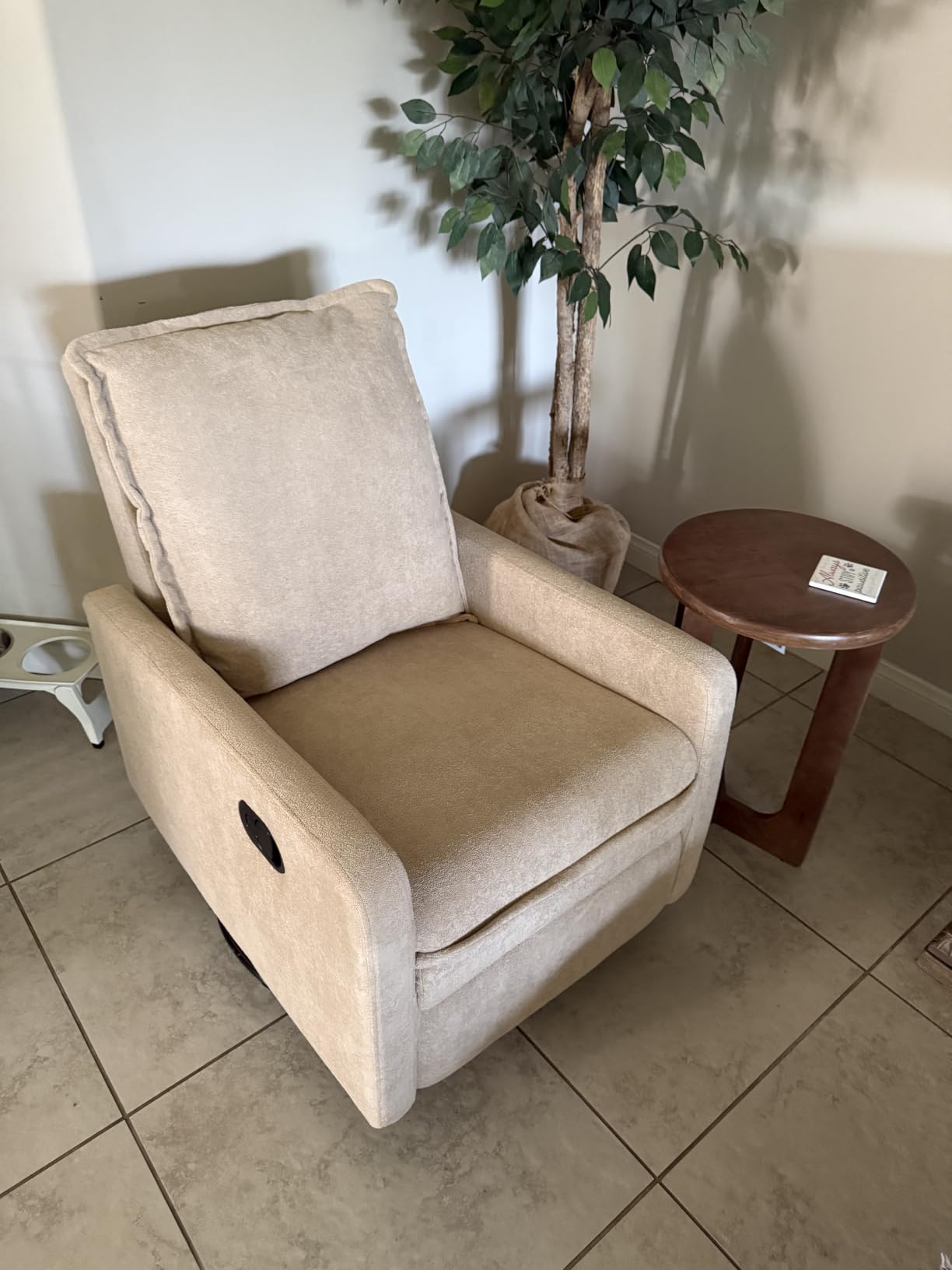 Swivel Rocking Chair Nursery Glider Recliner Manual Swivel Rocker Recliner Comfy Living Room Chairs (Brown) customer photo 1