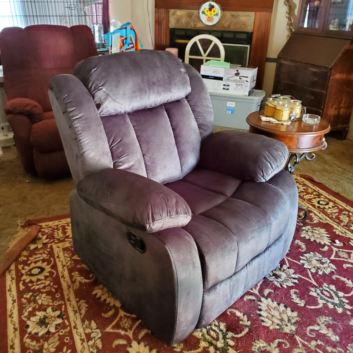 Manual Reclining L-Shaped Sectional Sofa Set, Soft Fabric Corner Couch with Center Console, Cup Holders and Storage - Perfect Living Room Home Set Furniture, Light Brown customer photo 1