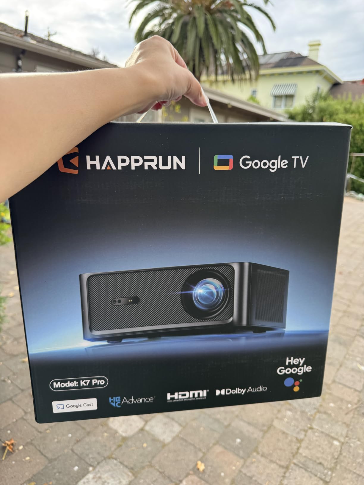 HAPPRUN 3000 ANSI Lumens Outdoor Projector with Official Google TV, 4K Supported Smart Movie Projector, Dolby Audio, Auto Focus & Keystone, WiFi 6 and Bluetooth for Indoor & Outdoor Movies customer photo 1